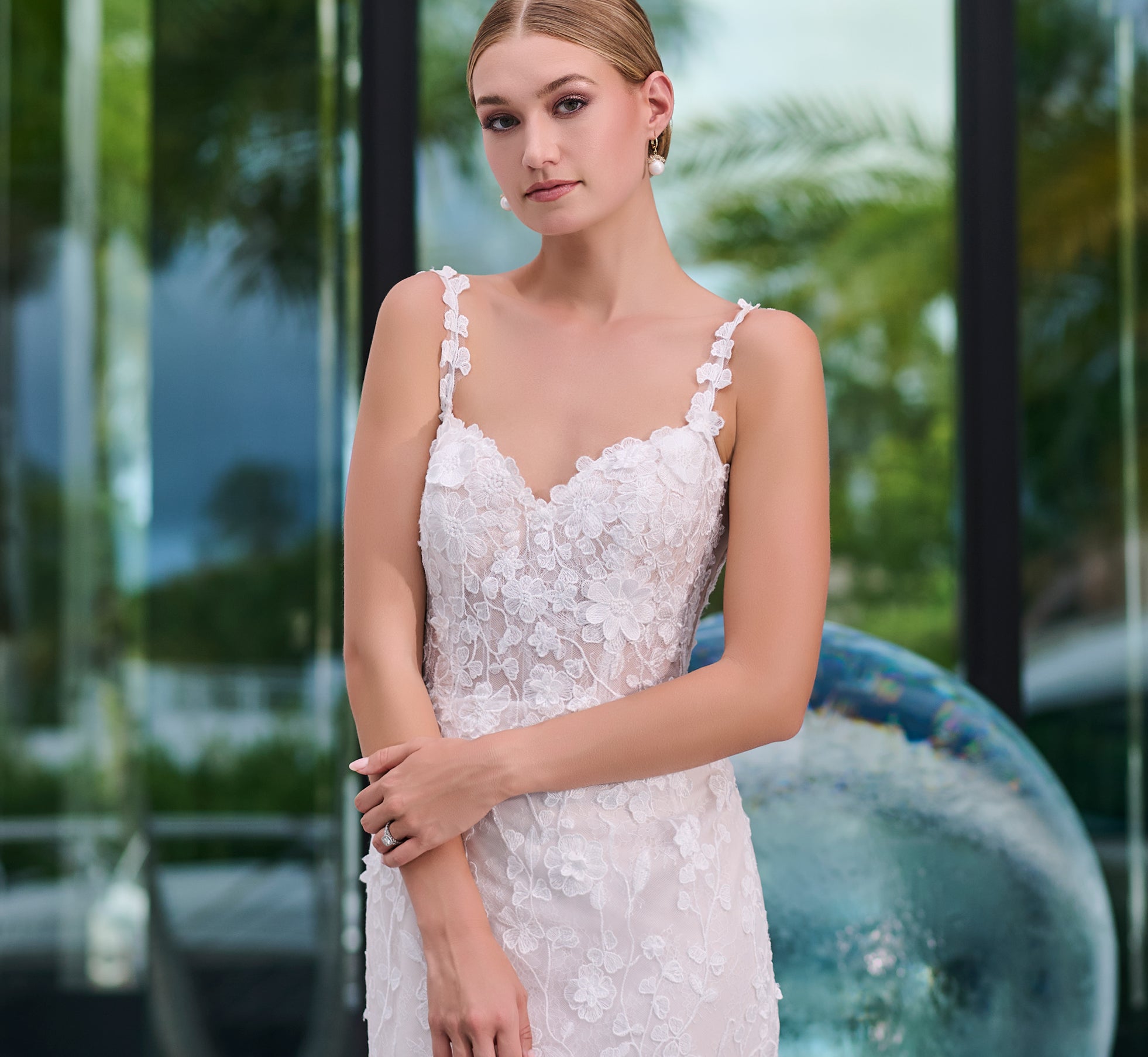 All Over Lace Slim Gown in Ivory Almond、mySite、solidvoid