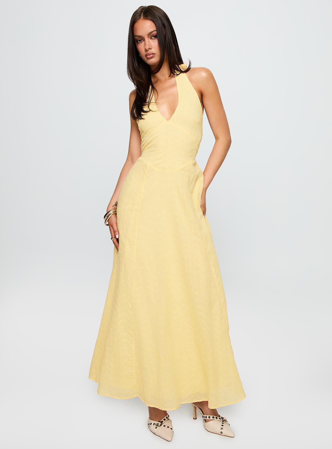 Summer State Halter Maxi Dress Yellow、mySite、solidvoid