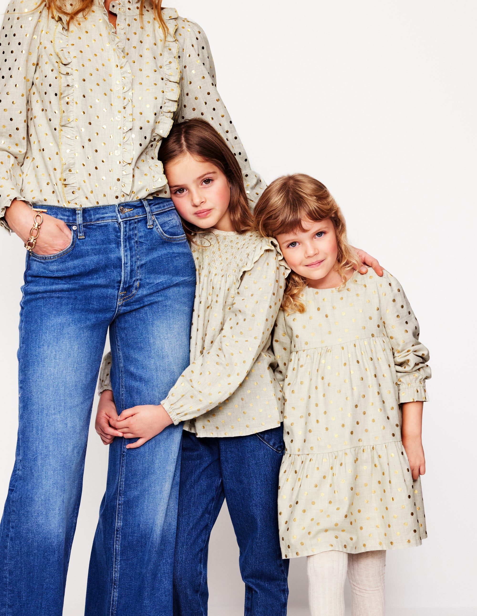  Smocked Ruffle Blouse-Vanilla White Gold Spot、mySite、ashleygrahame