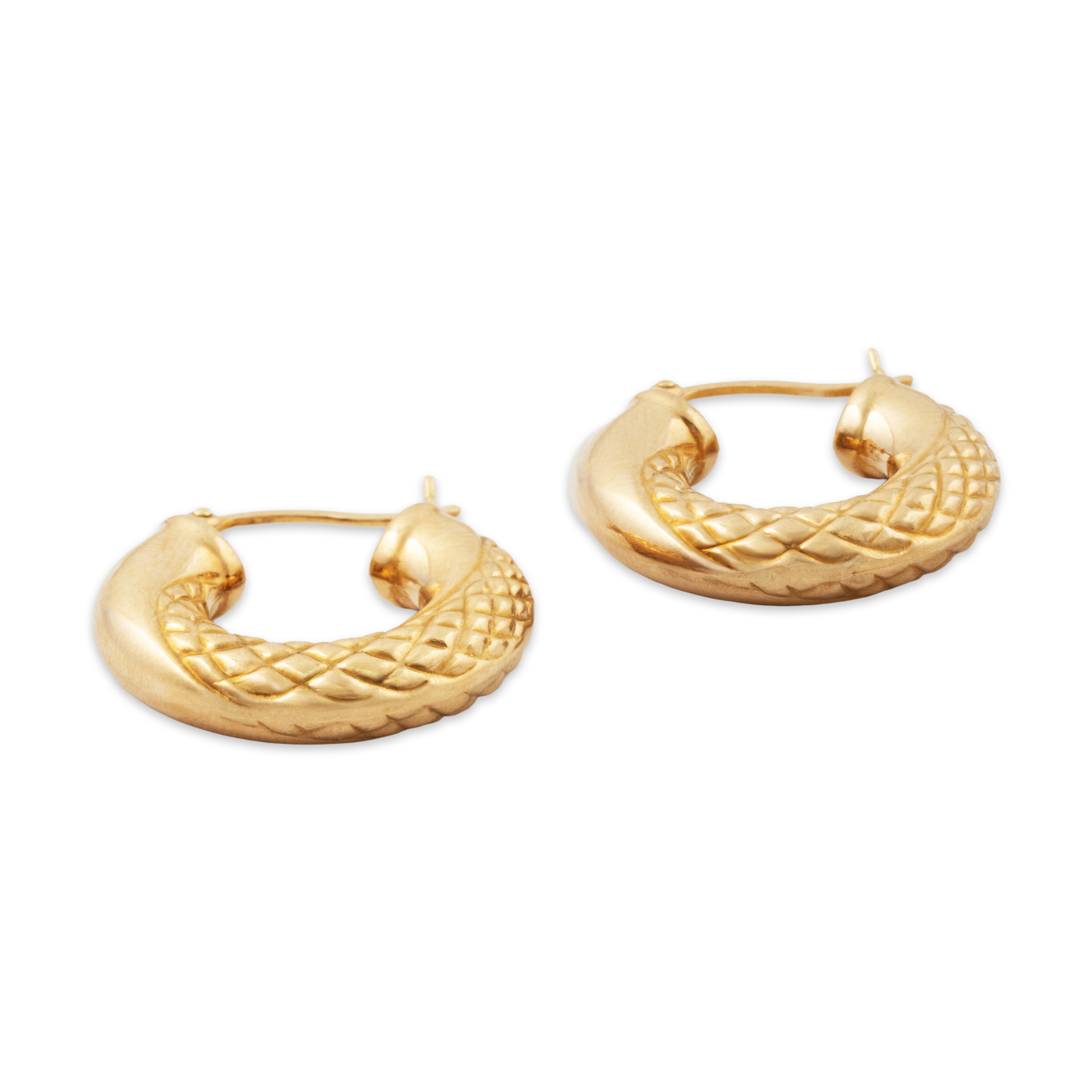 Vintage 14k Yellow Gold Textured Twist Hoop Earrings、mySite、hinf8tx79