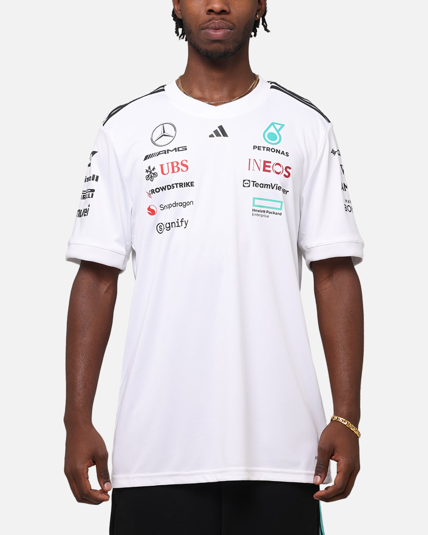 adidas x Mercedes-AMG PETRONAS Formula One F1 2025 Team Driver T-Shirt White、mySite、zt4zffjzw
