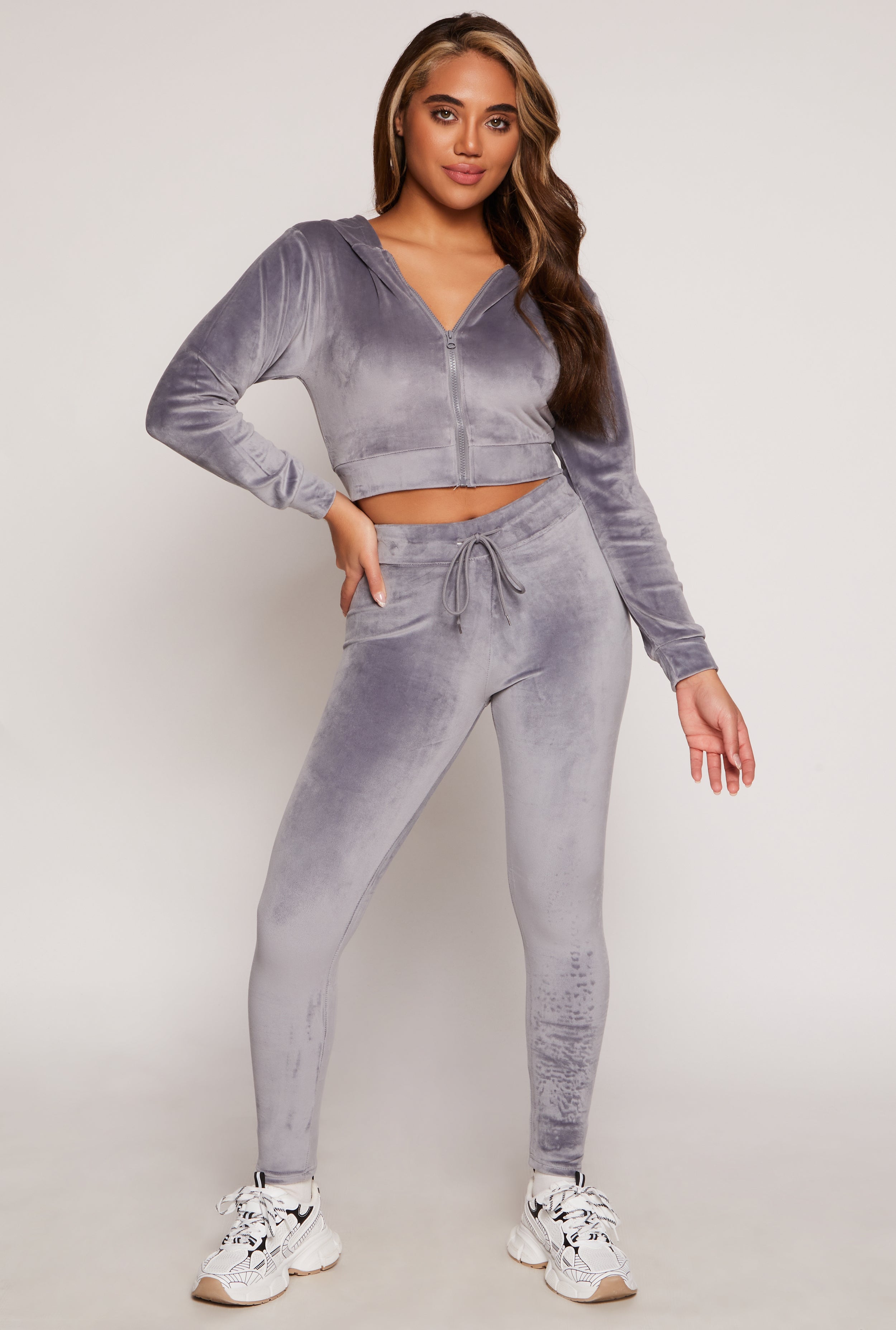 Velour Zip Up Hooded Crop Top、mySite、camillekostekn