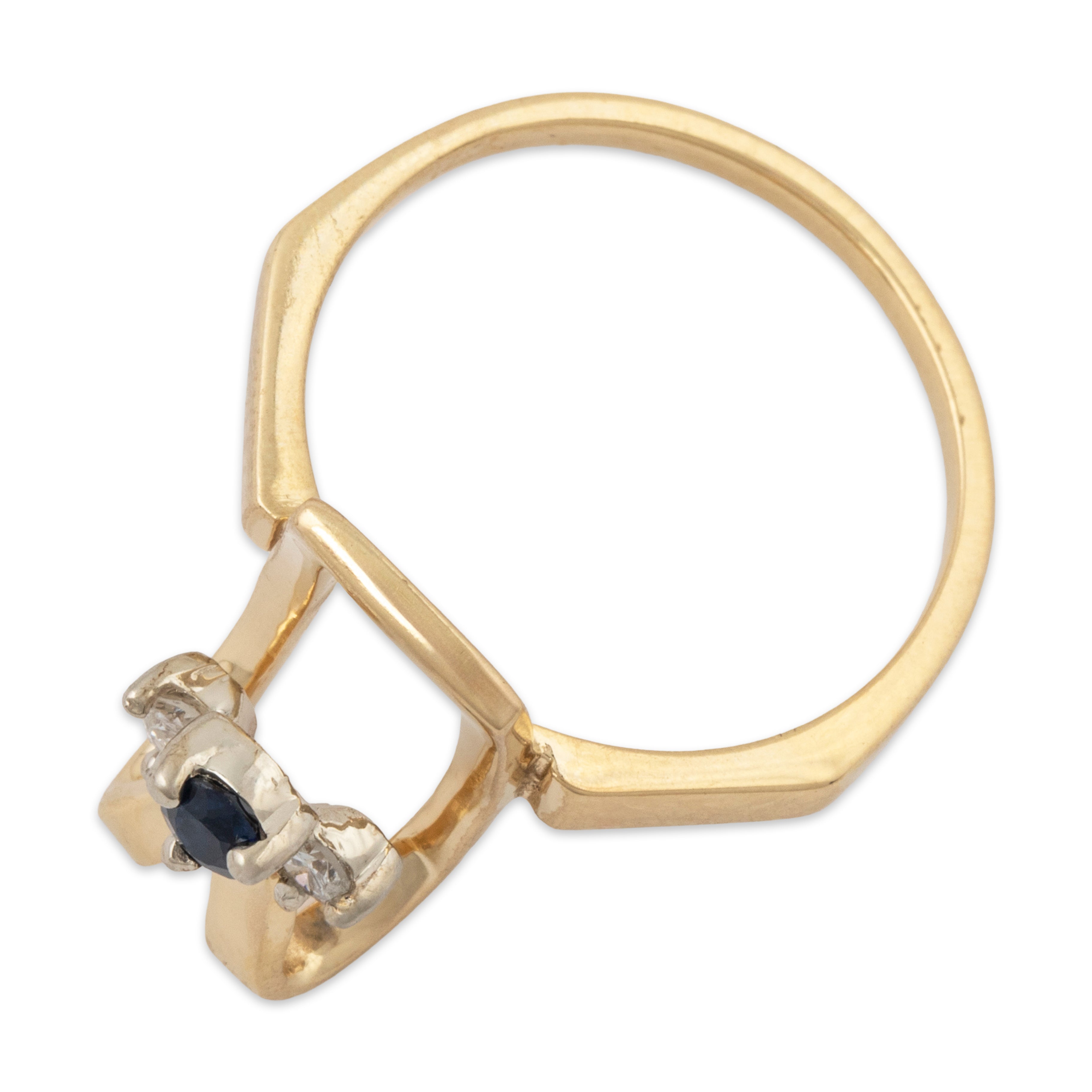 Vintage 14k Yellow Gold Diamond Sapphire Unusual Ring 6.00、mySite、hinf8tx79