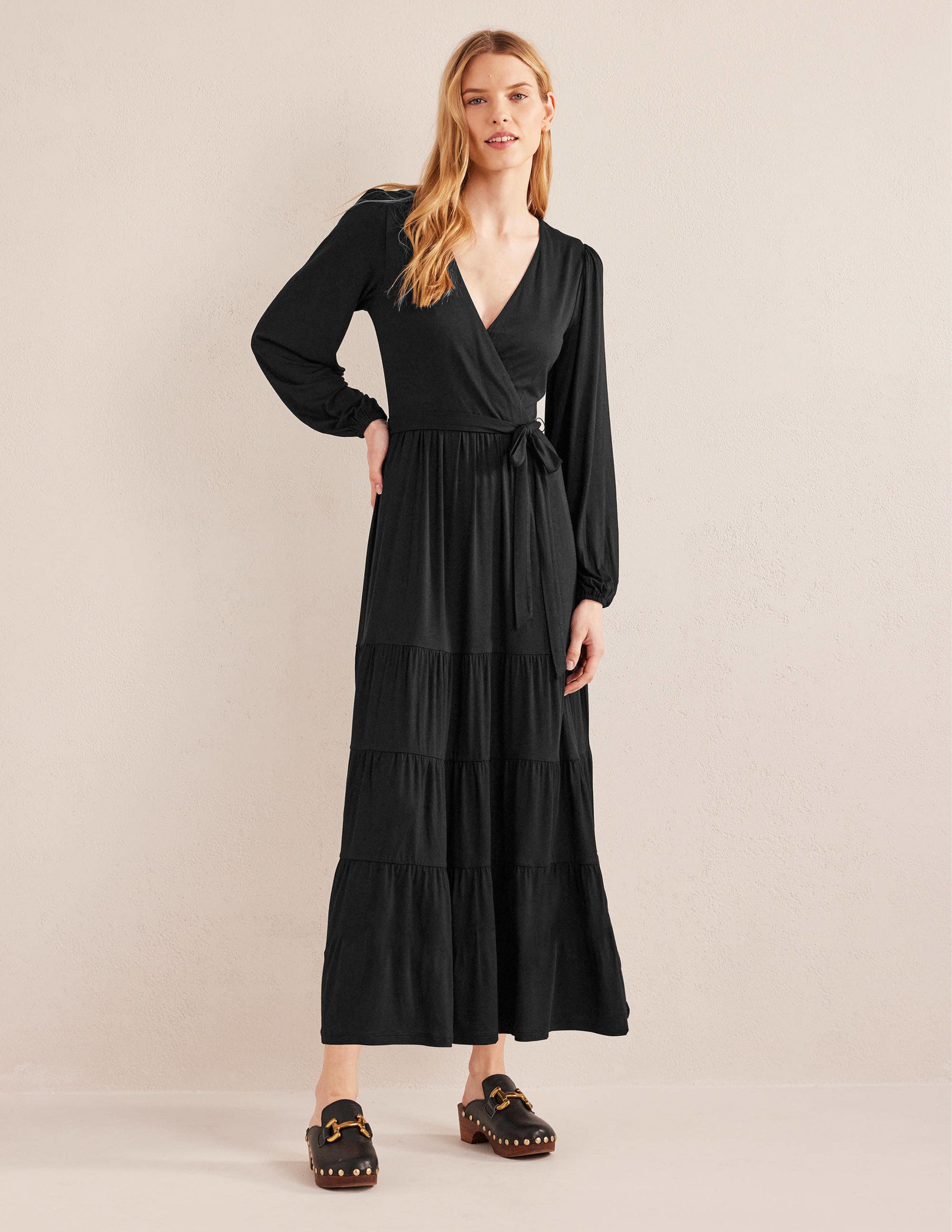  Multi Tiered Wrap Maxi Dress-Black、mySite、ashleygrahame
