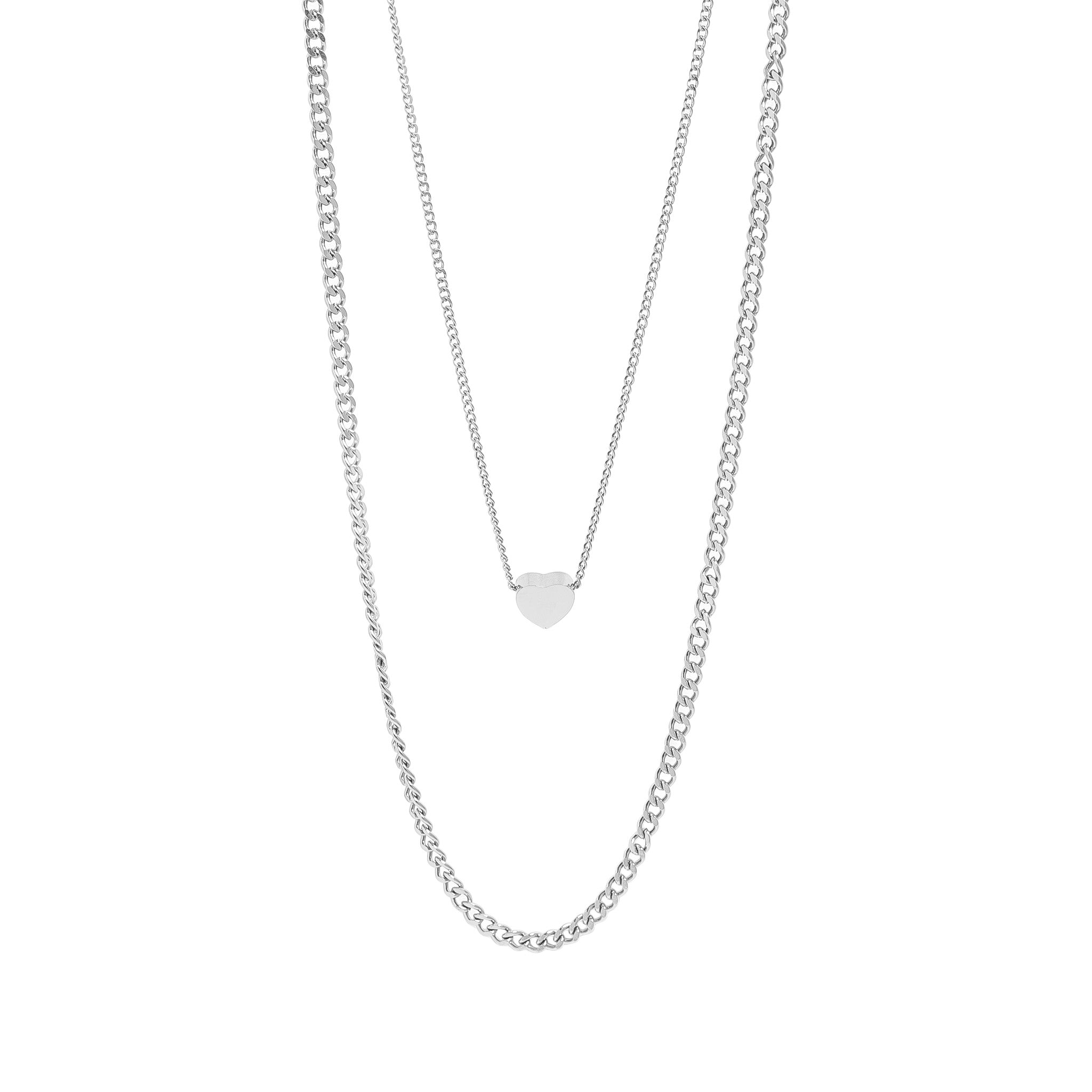 18K Gold PVD Stainless Steel Blank Heart Pendant Layered Necklace / CHN0011、mySite、dreamappss