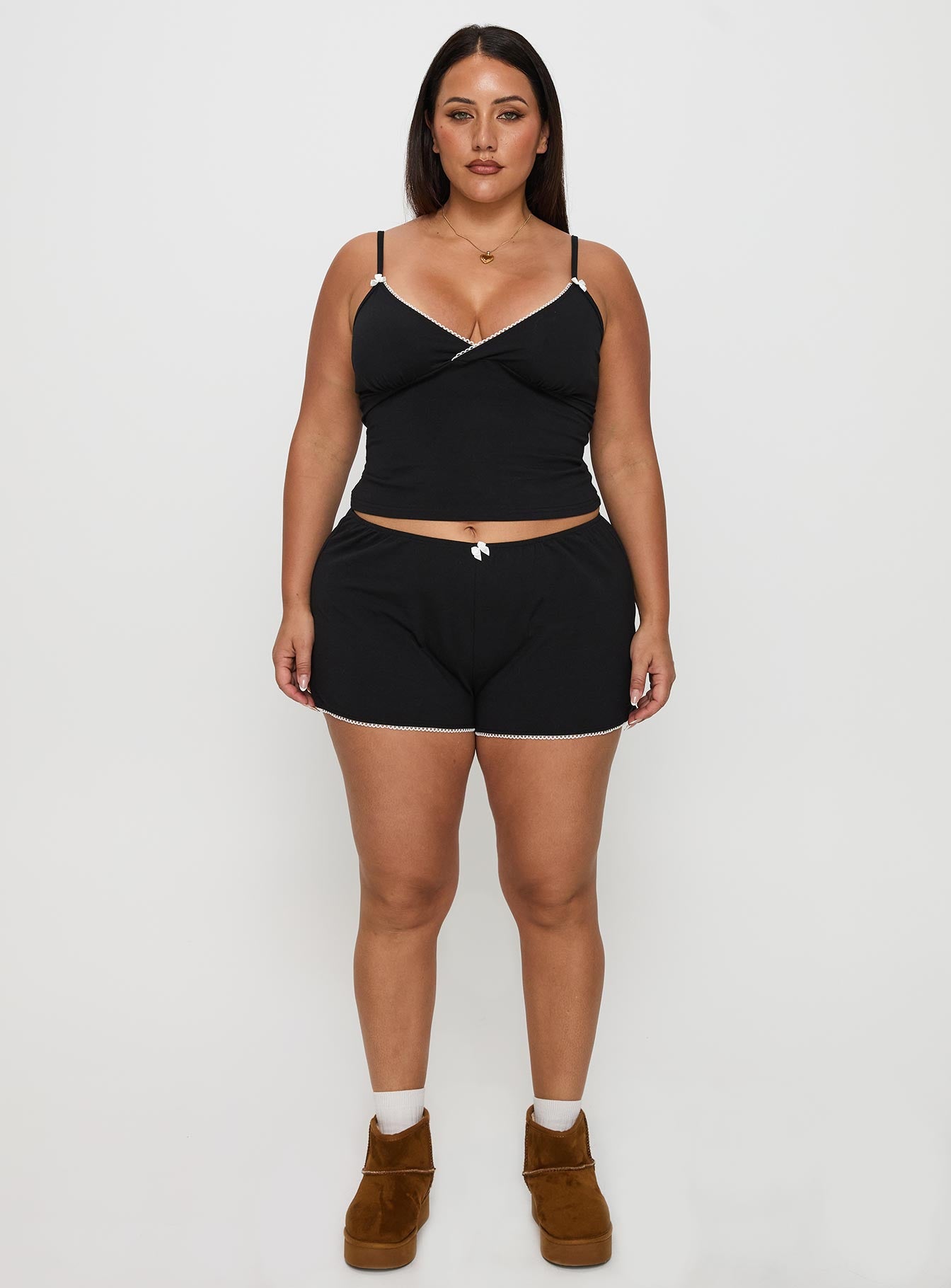 Lullabies Jersey Cami Top Black Curve、mySite、solidvoid