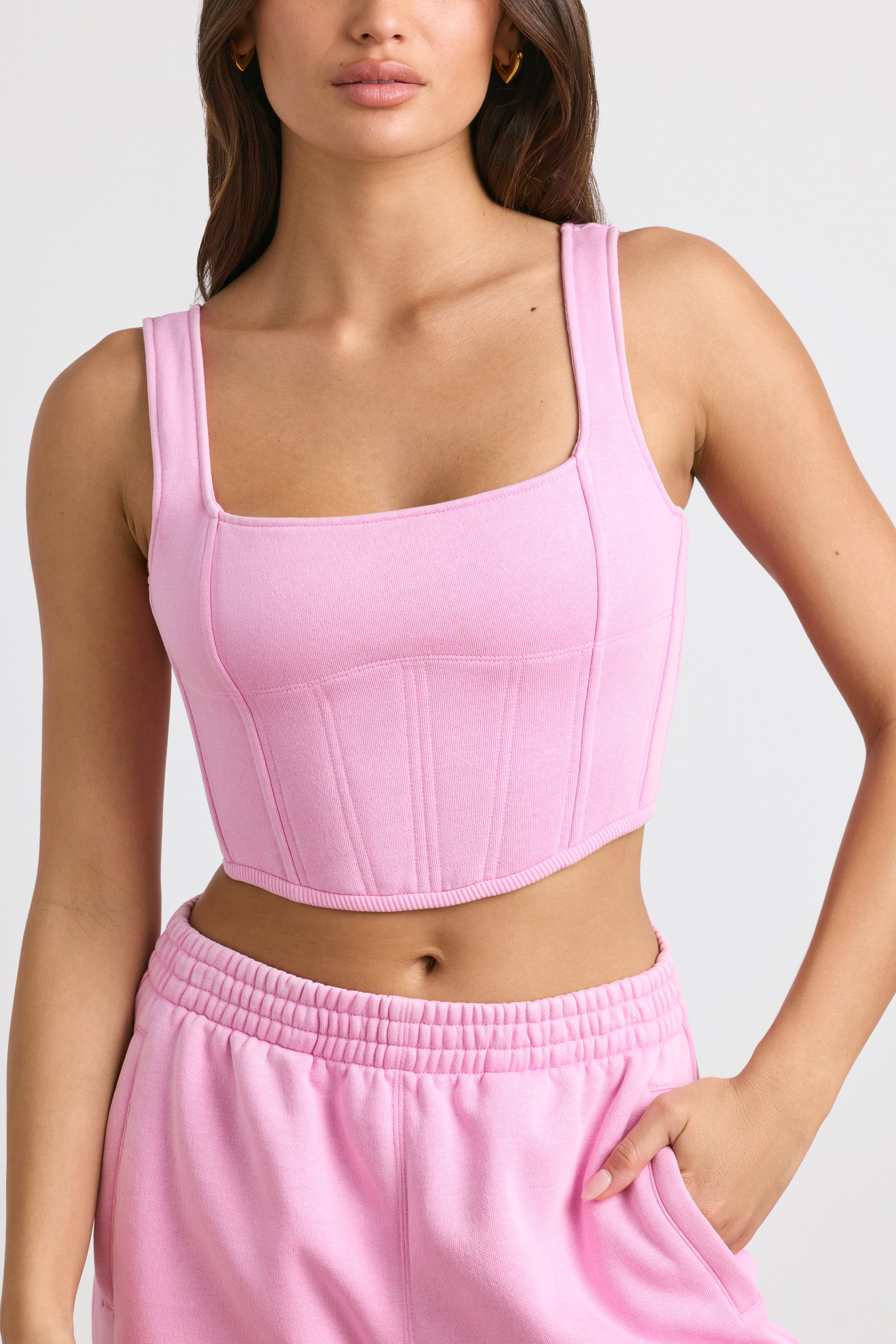 Corset Crop Top in Bubblegum Pink、mySite、solidvoid