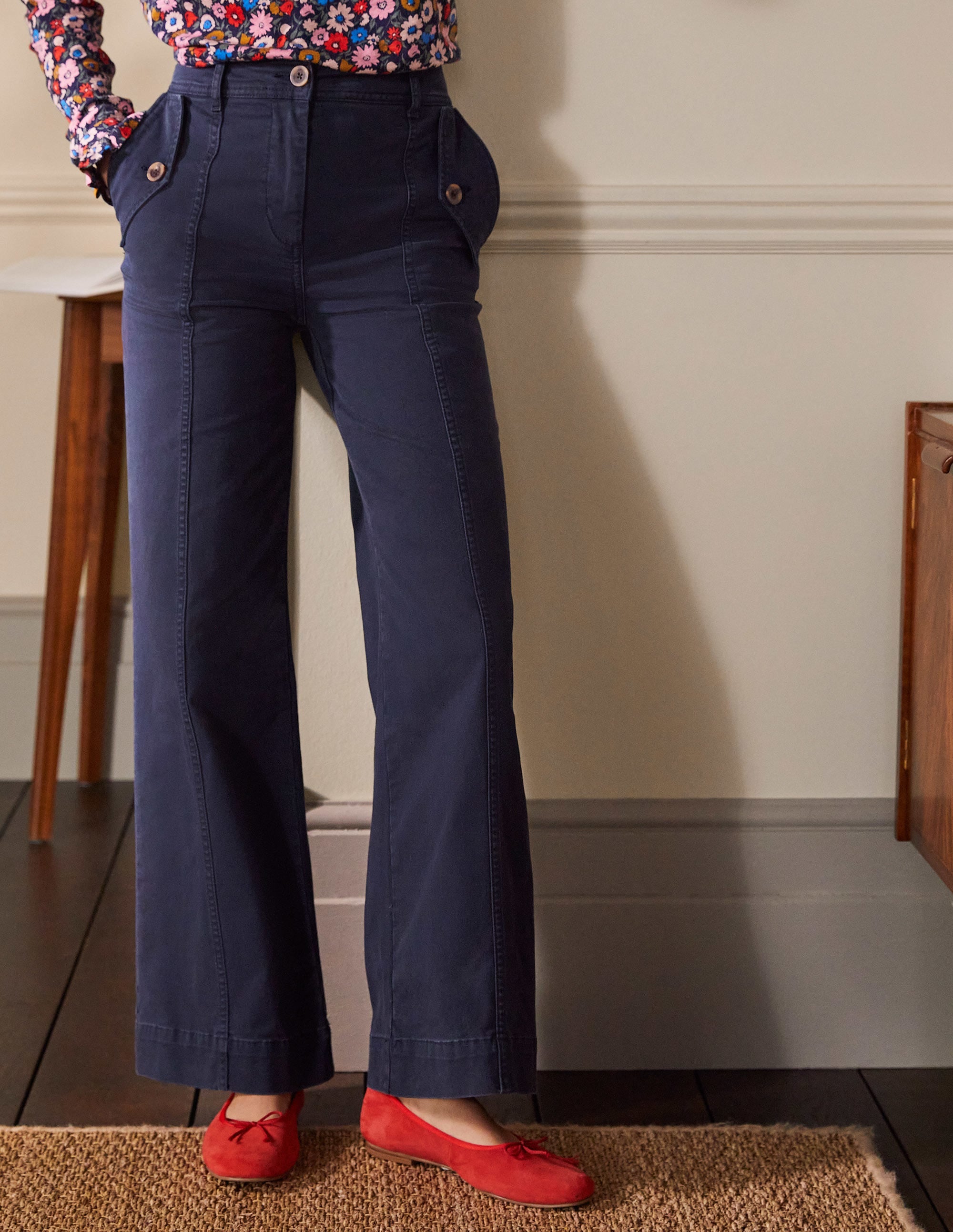  Wide Leg Chino Pants-Navy、mySite、ashleygrahame