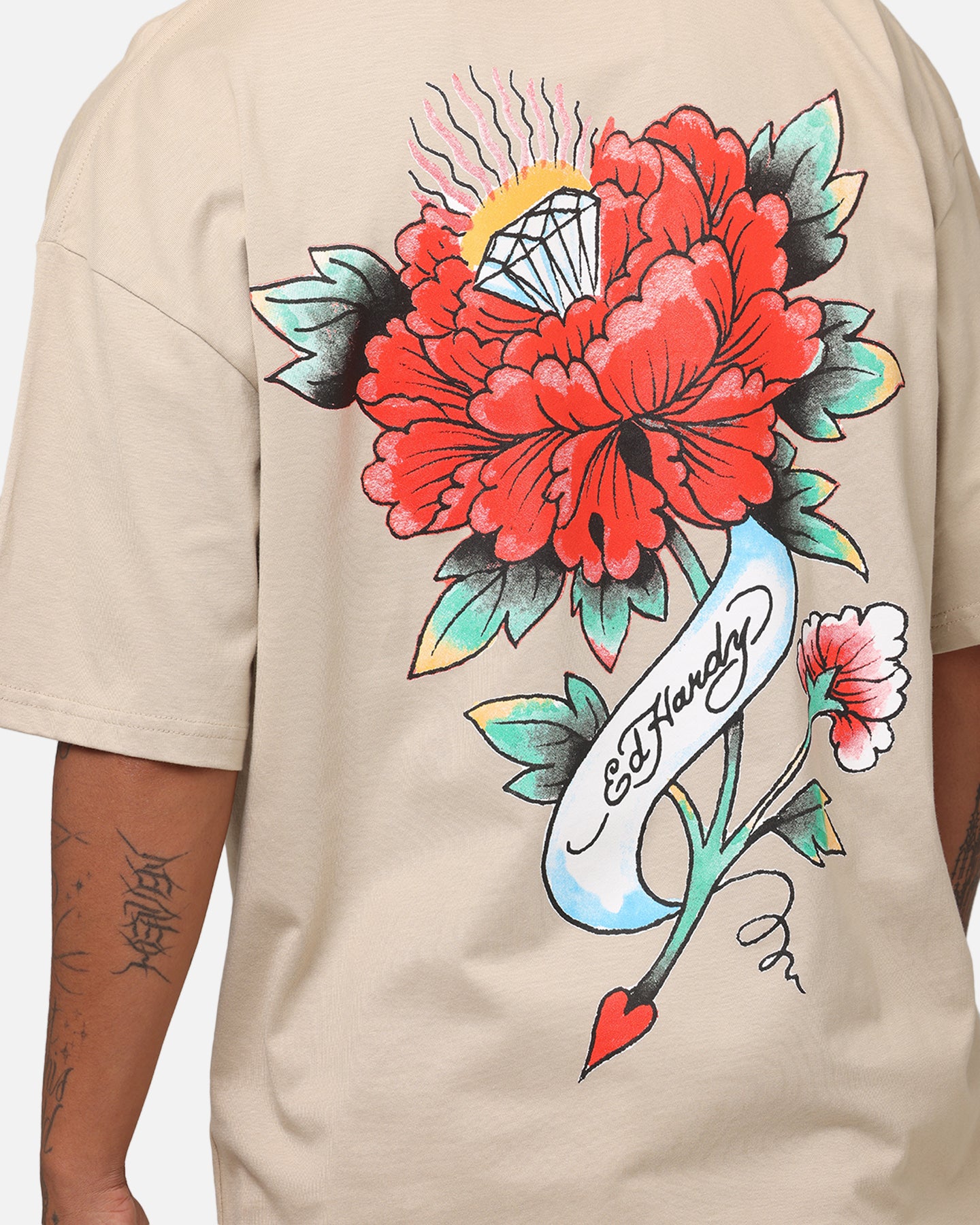 Ed Hardy Flourish Script T-Shirt Stone、mySite、zt4zffjzw