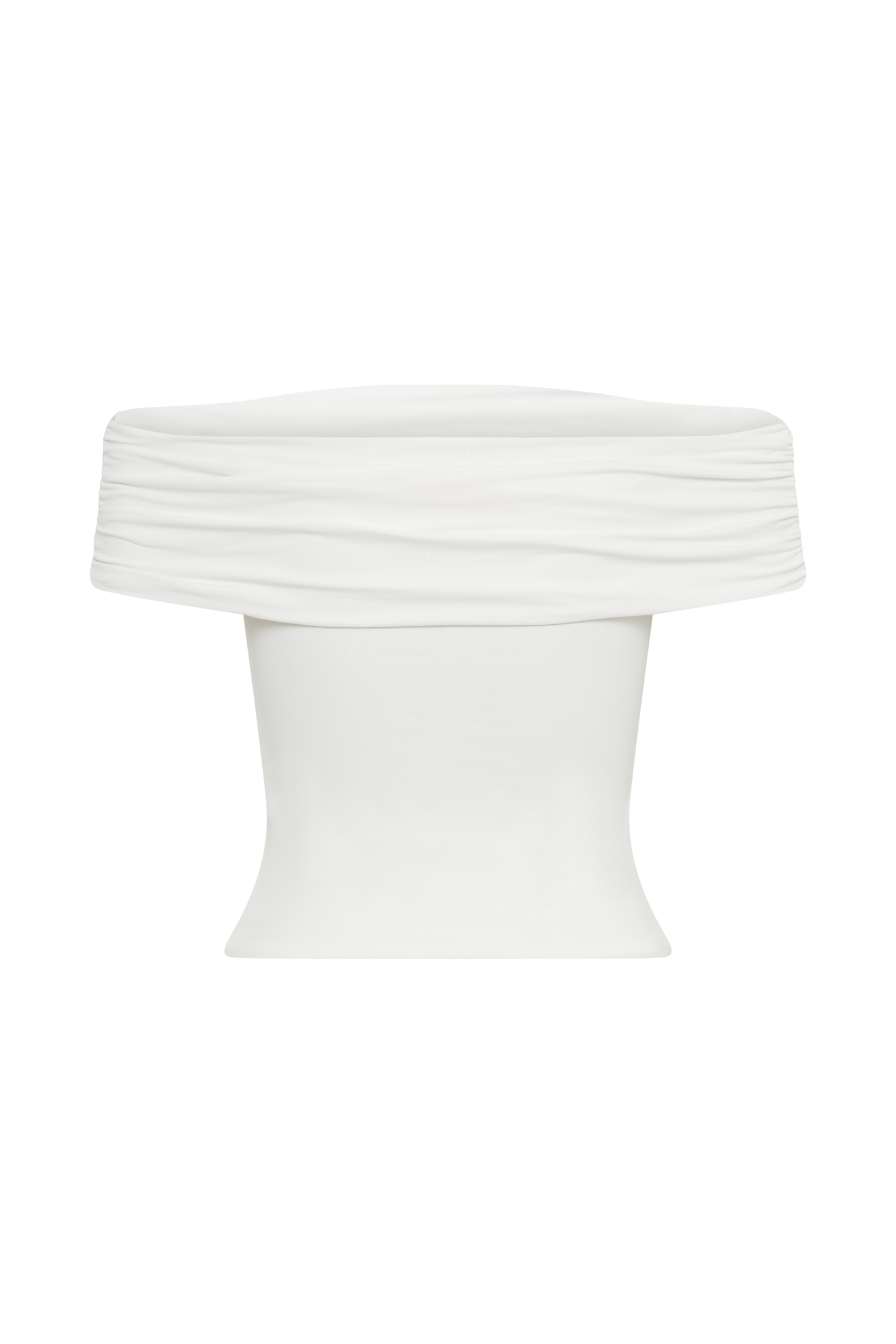 Meena Recycled Nylon Off Shoulder Top - White、mySite、solidvoid