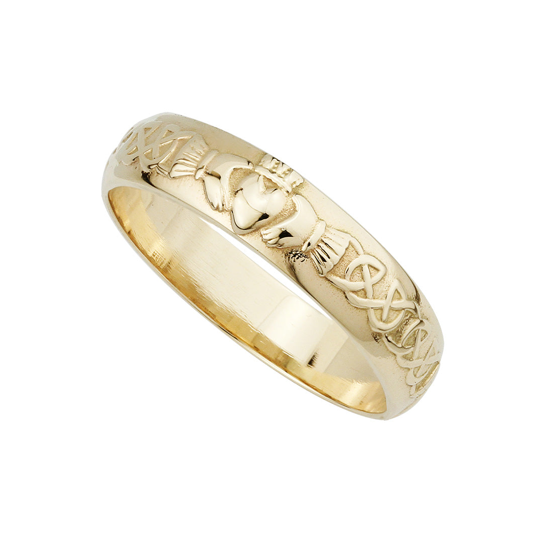  14K Gold Men's Claddagh Wedding Band