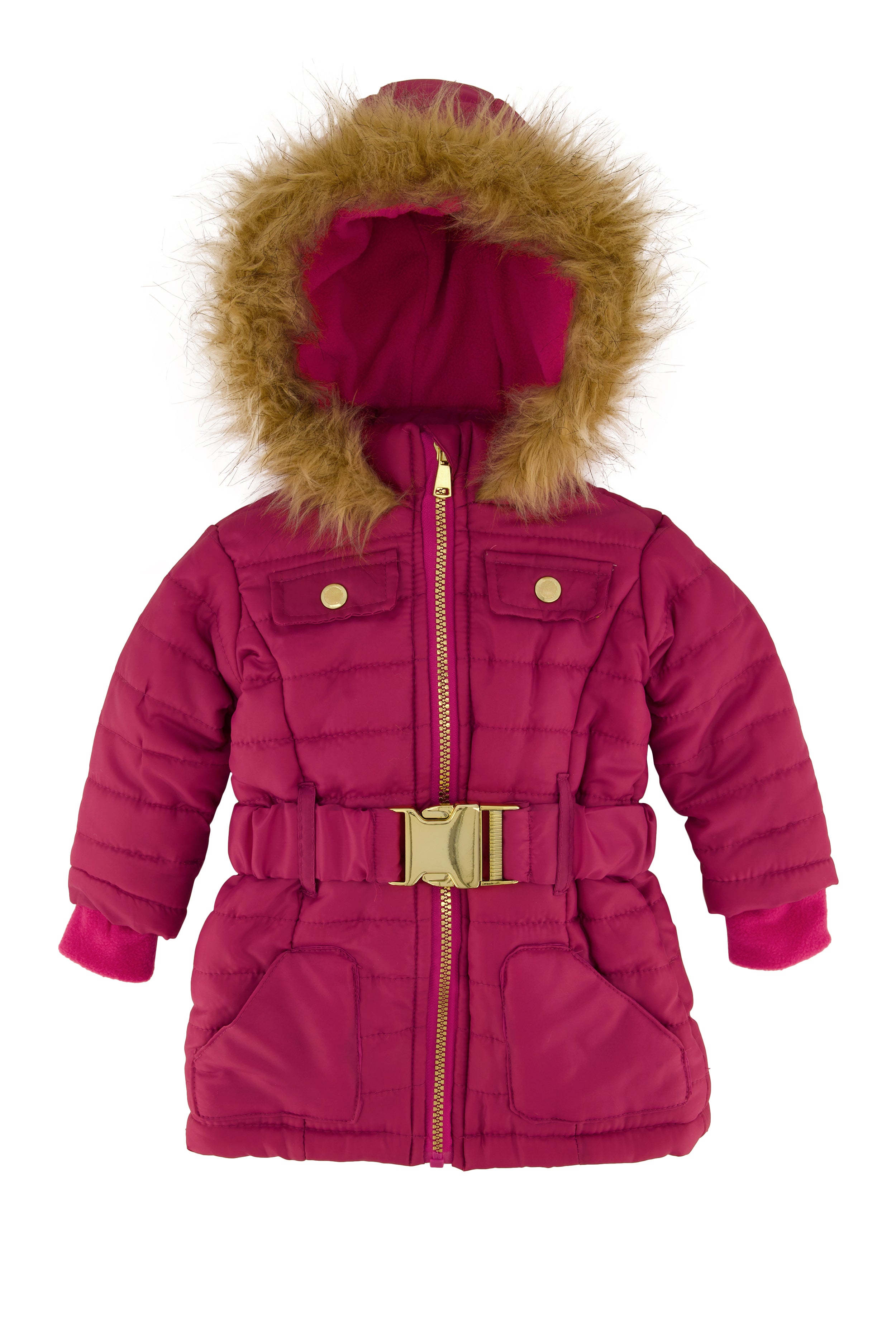 Baby Girls 12-24M Faux Fur Trim Puffer Jacket、mySite、camillekostekn