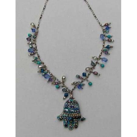 Michal Golan Medium Bright Blue Hamsa Necklace with Hang Beads、mySite、topwebapps