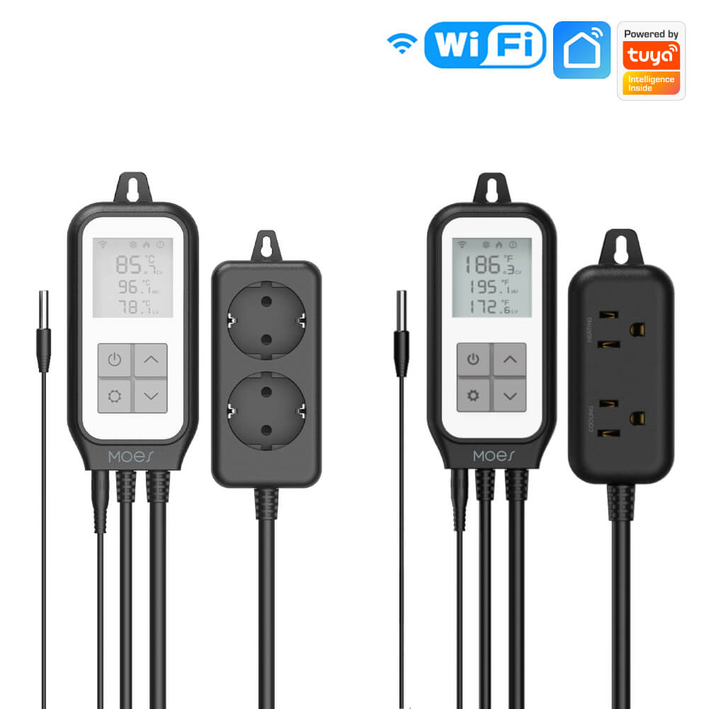 WiFi Digital Temperature Controller Thermostat Outlet Plug Heating and Cooling Mode US/EU、mySite、fannypackpong