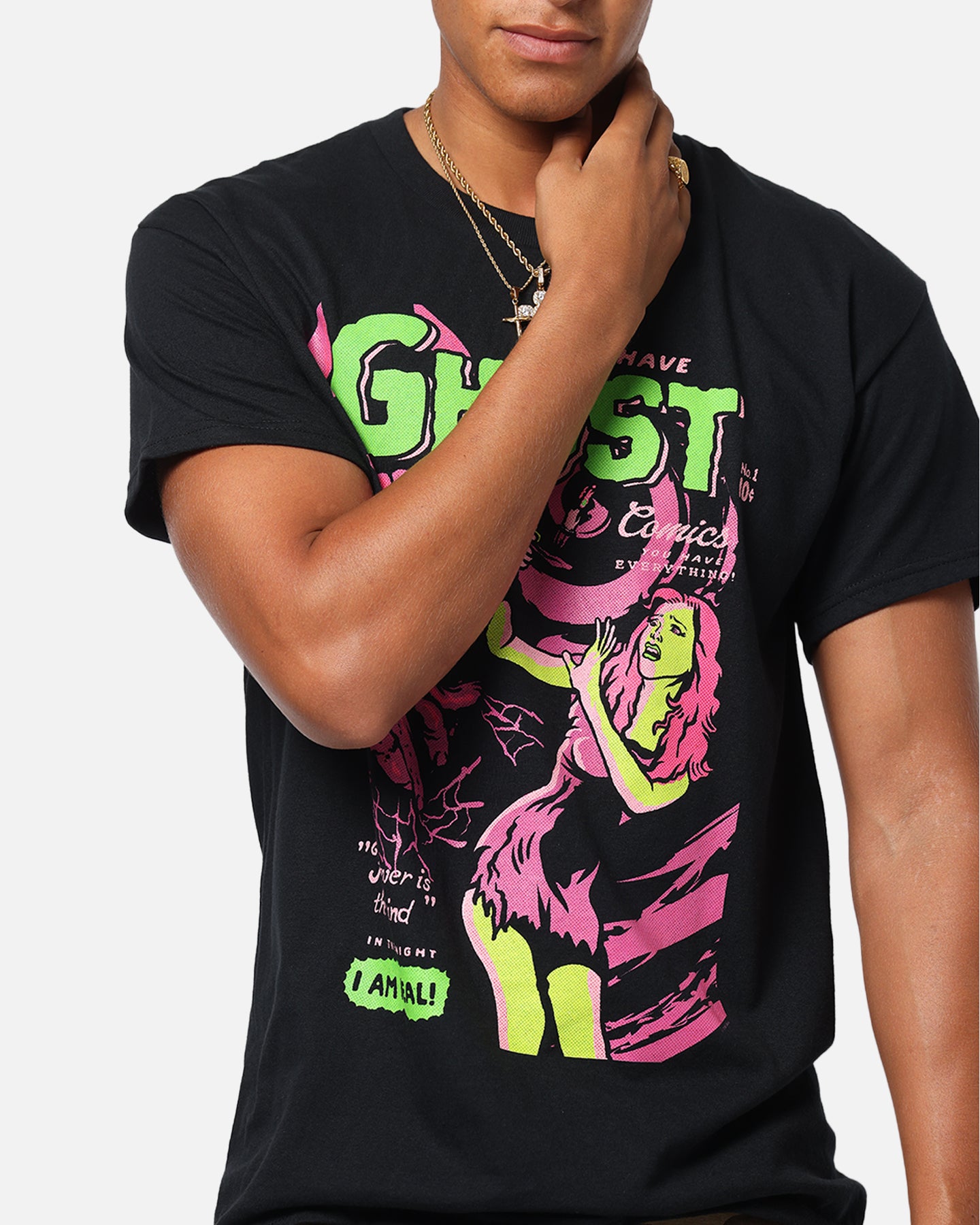 Ghost Comic T-Shirt Black、mySite、zt4zffjzw