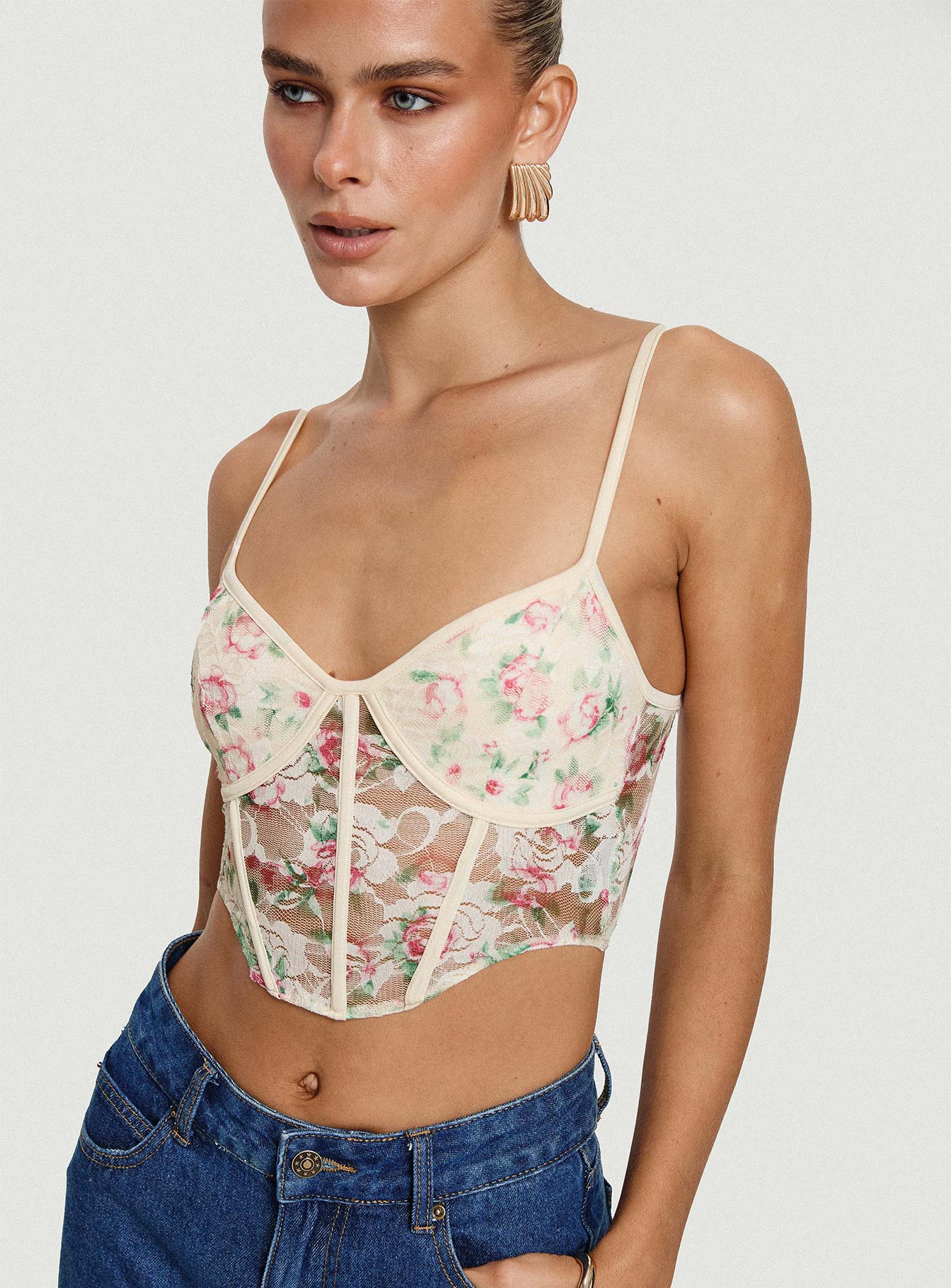 Romania Top Cream / Floral、mySite、solidvoid