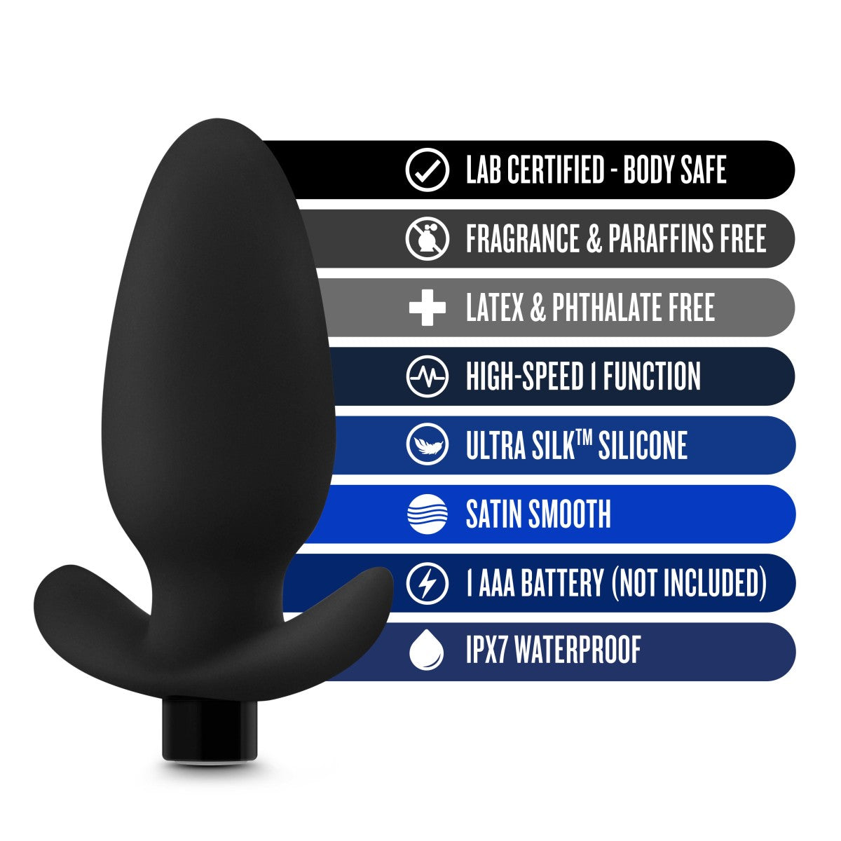 Anal Adventures Platinum By Blush® | Saddle Black 4.5-Inch Vibrating Anal Plug、mySite、bottomscart