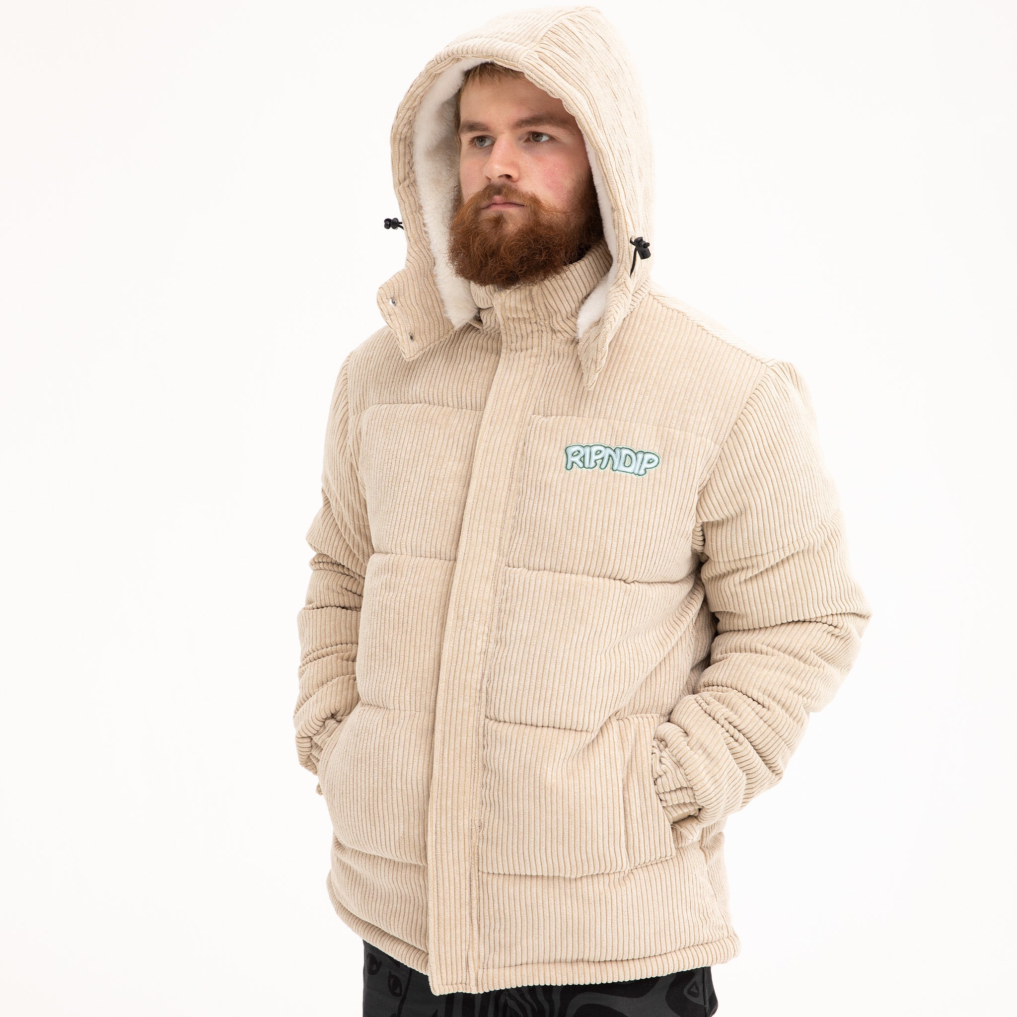  Intertwined Corduroy Puffer Jacket (Khaki)、mySite、merchandisen