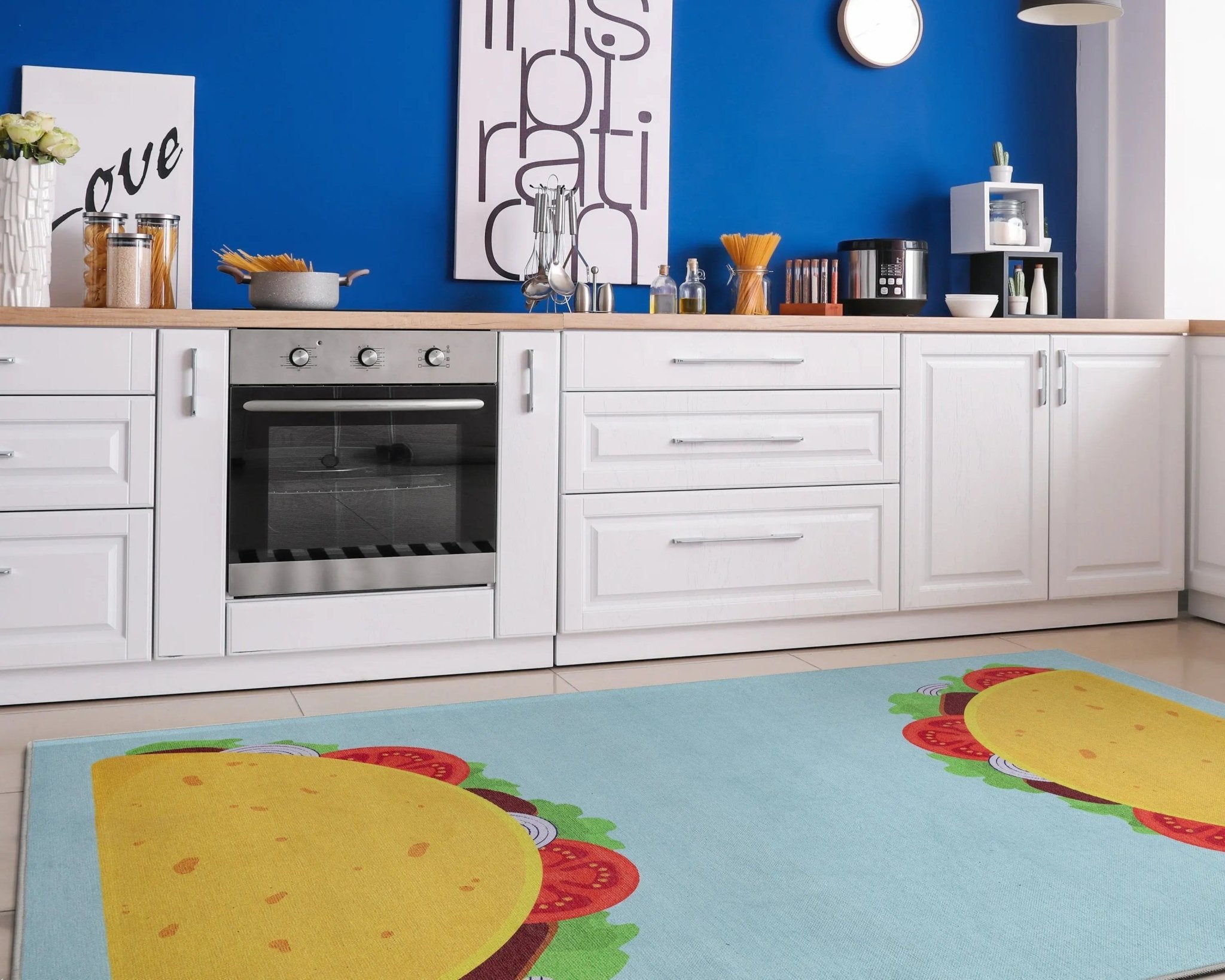 Taco Novelty Multi Blue Flat-Weave Rug、mySite、gigharbornorthrealestate