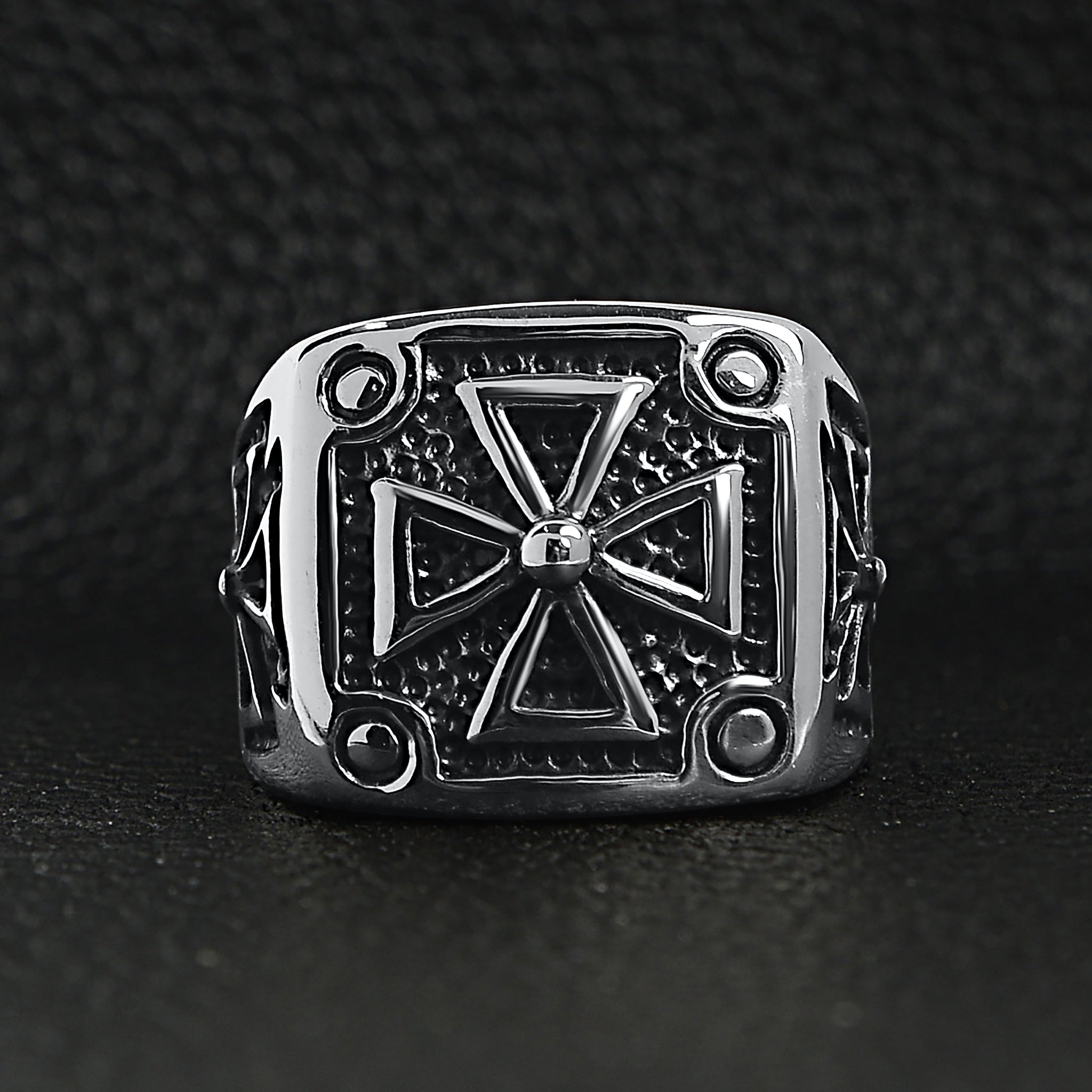 Stainless Steel Polished Maltese Cross Signet Ring / SCR1004、mySite、dreamappss