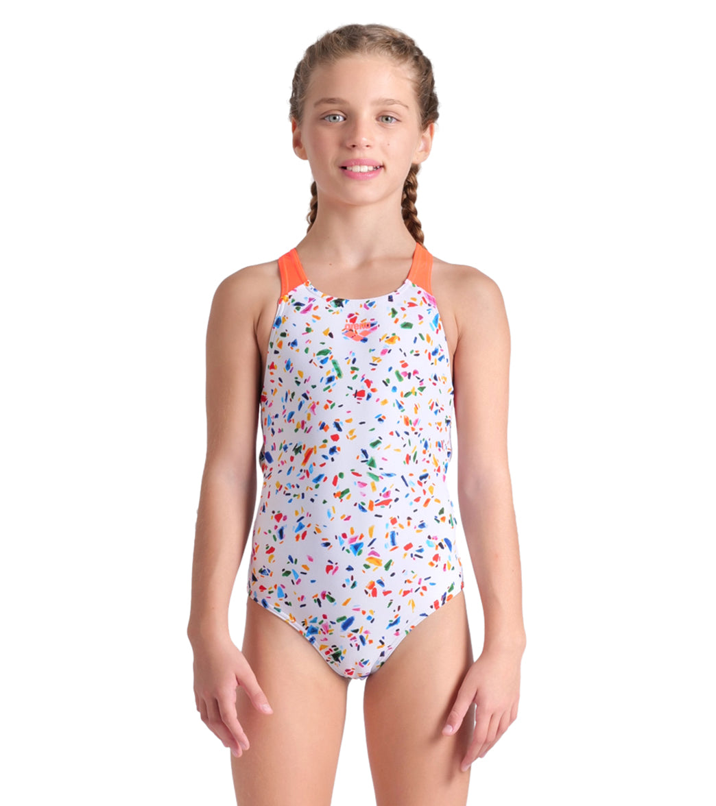 Arena Girls' Confetti Pro Back One Piece Swimsuit (Little Kid, Big Kid)、mySite、noshort