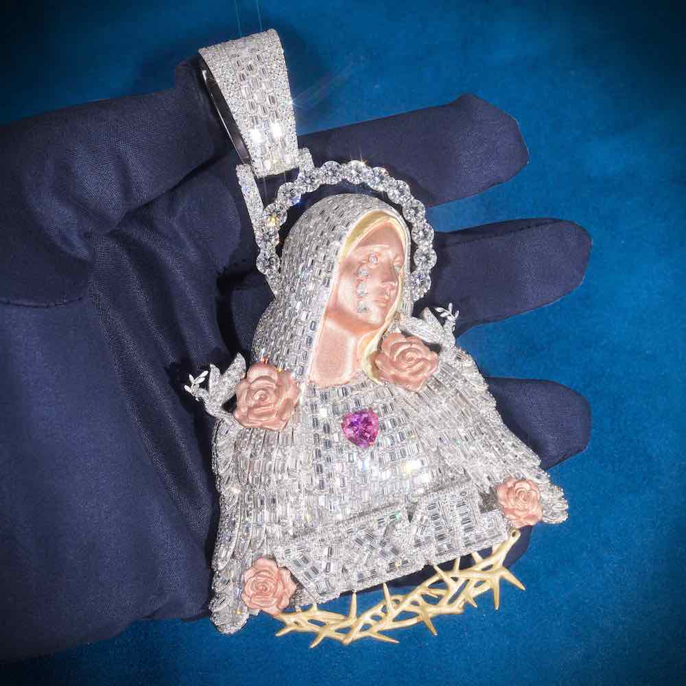 Two Tone Virgin Mary Custom Pendant 14K Gold、mySite、hinf8tx79