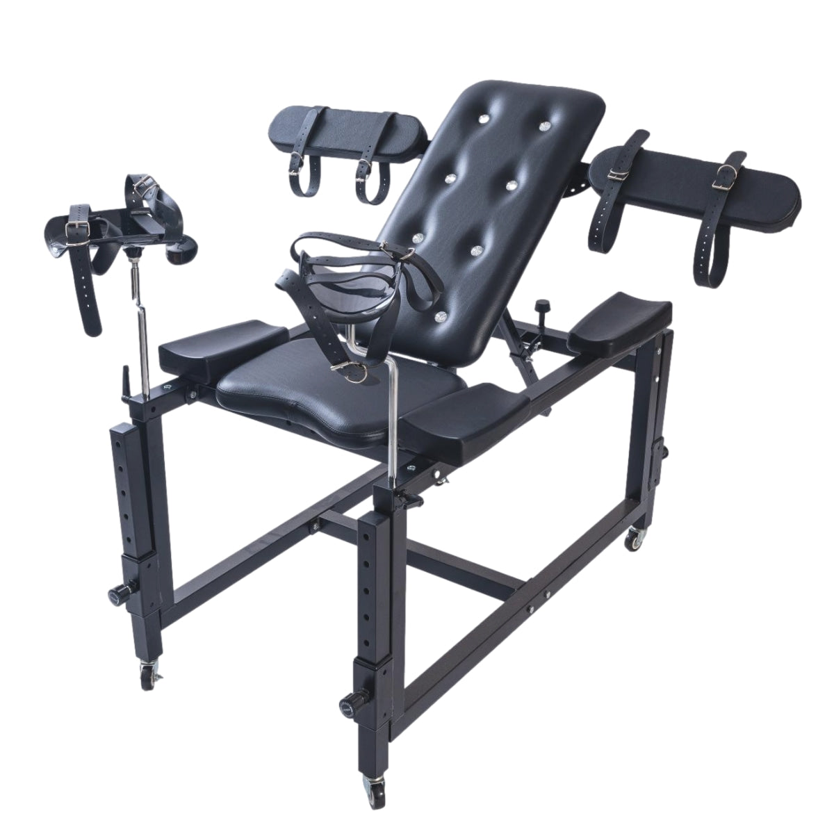 Sable Black BDSM Chair | Heavy Duty Carbon Steel | Wrist & Ankle Cuffs、mySite、bottomscart