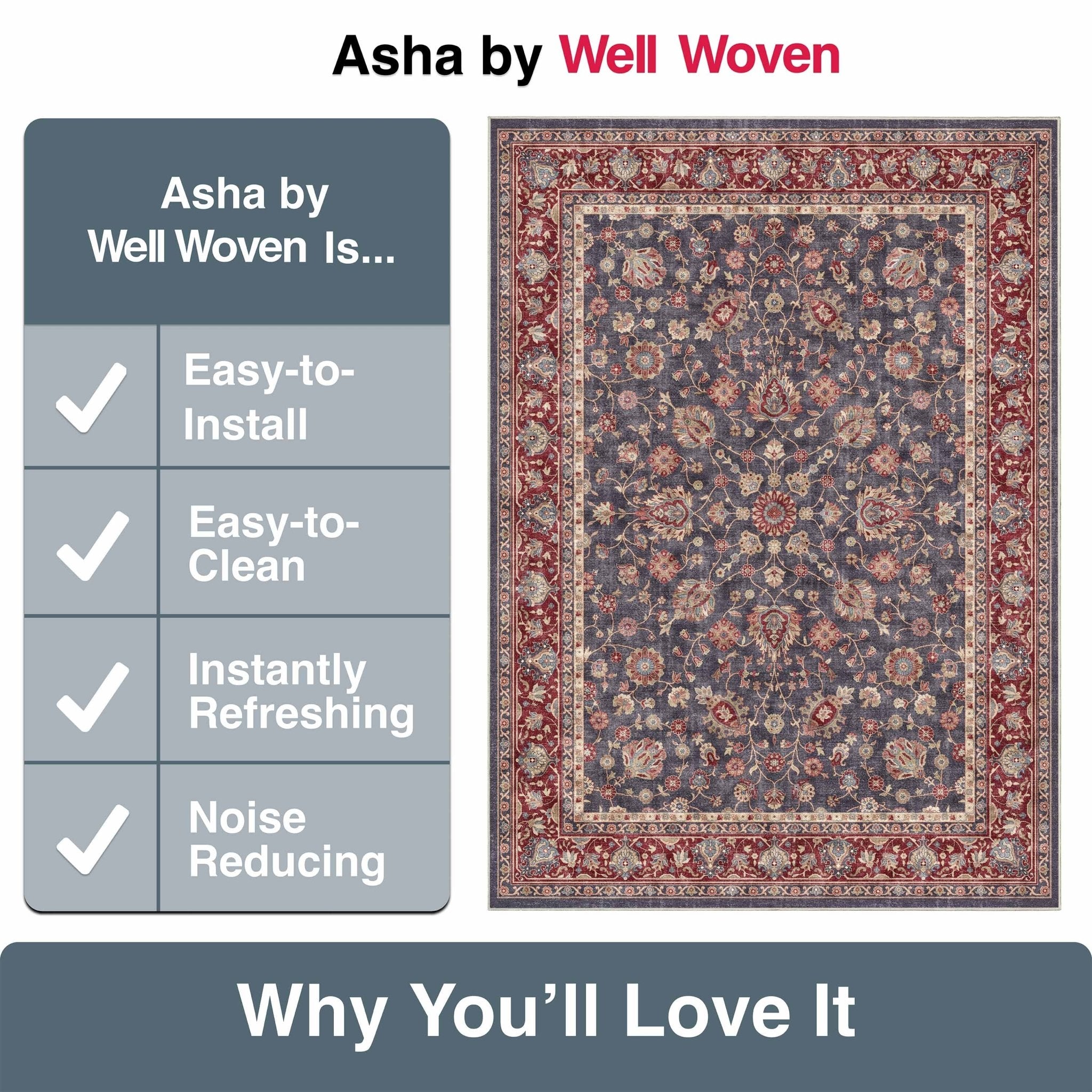 Rome Vintage Oriental Floral Flat-Weave Rug、mySite、gigharbornorthrealestate