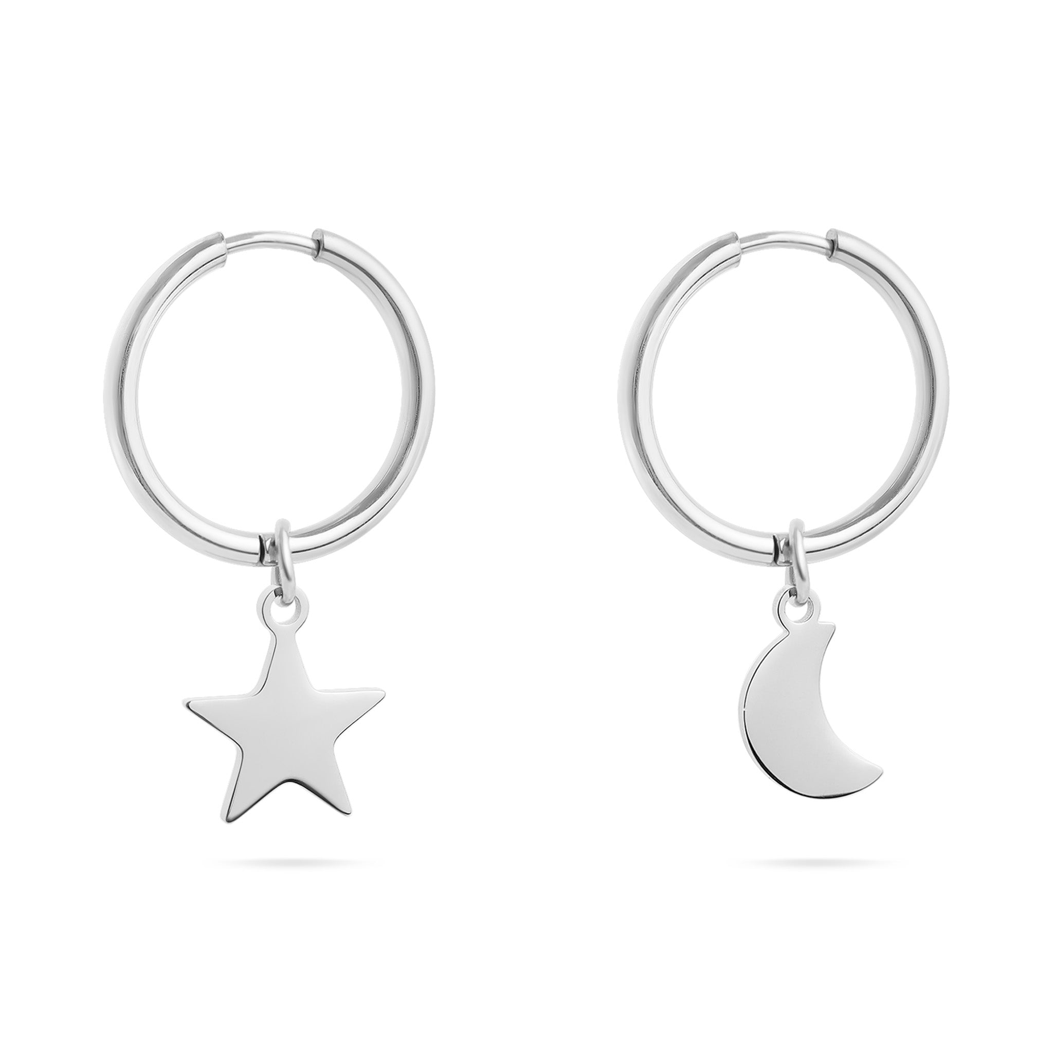 18K Gold PVD Stainless Steel Star & Moon Pendant Earrings / ERJ0010、mySite、dreamappss