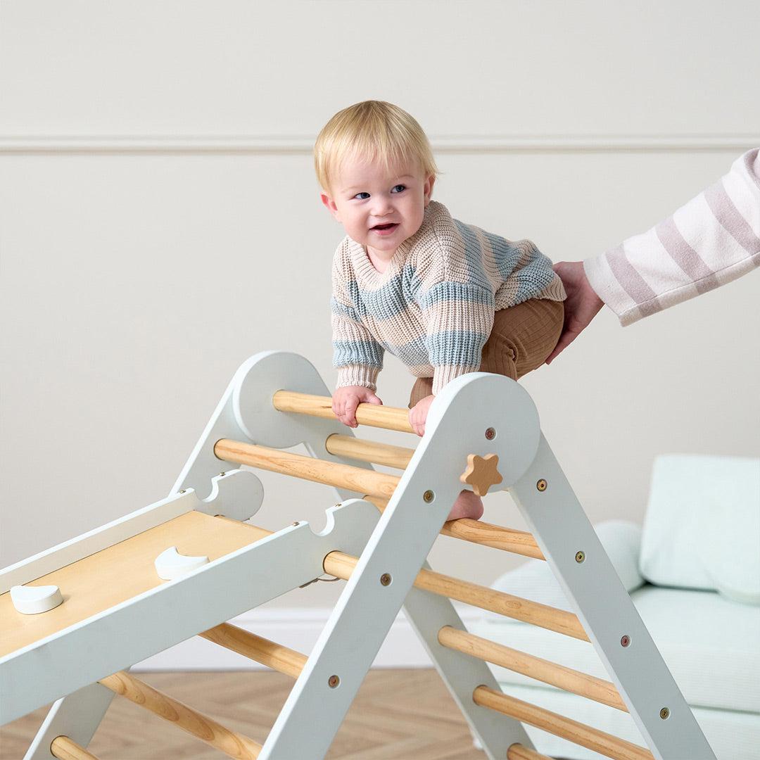  Tutti Bambini Scala Montessori 3 In 1 Pikler Climbing Frame With Climbing Wall - Sea Mist、mySite、merchandisen