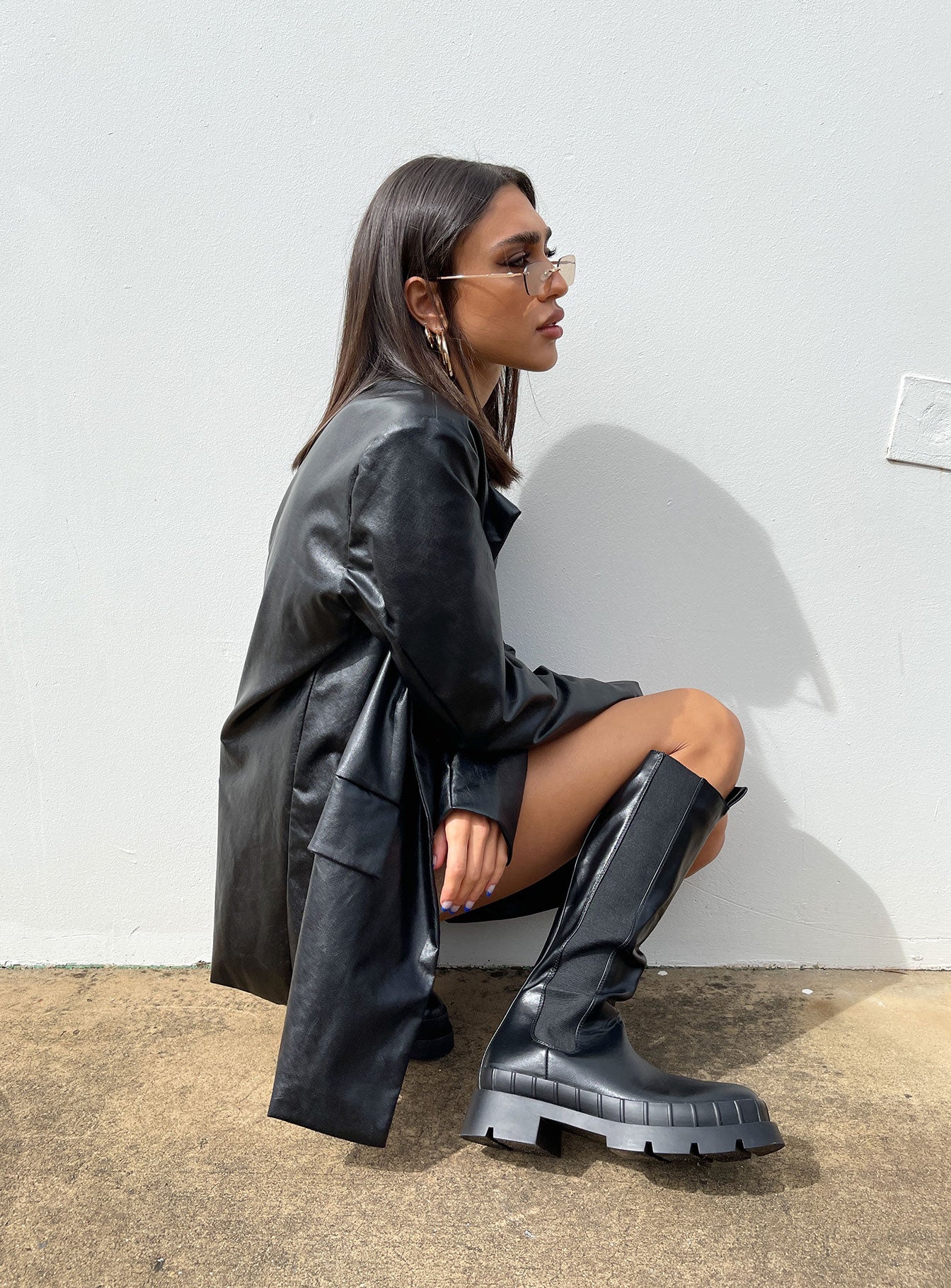 Jocelyn Faux Leather Blazer Black、mySite、solidvoid