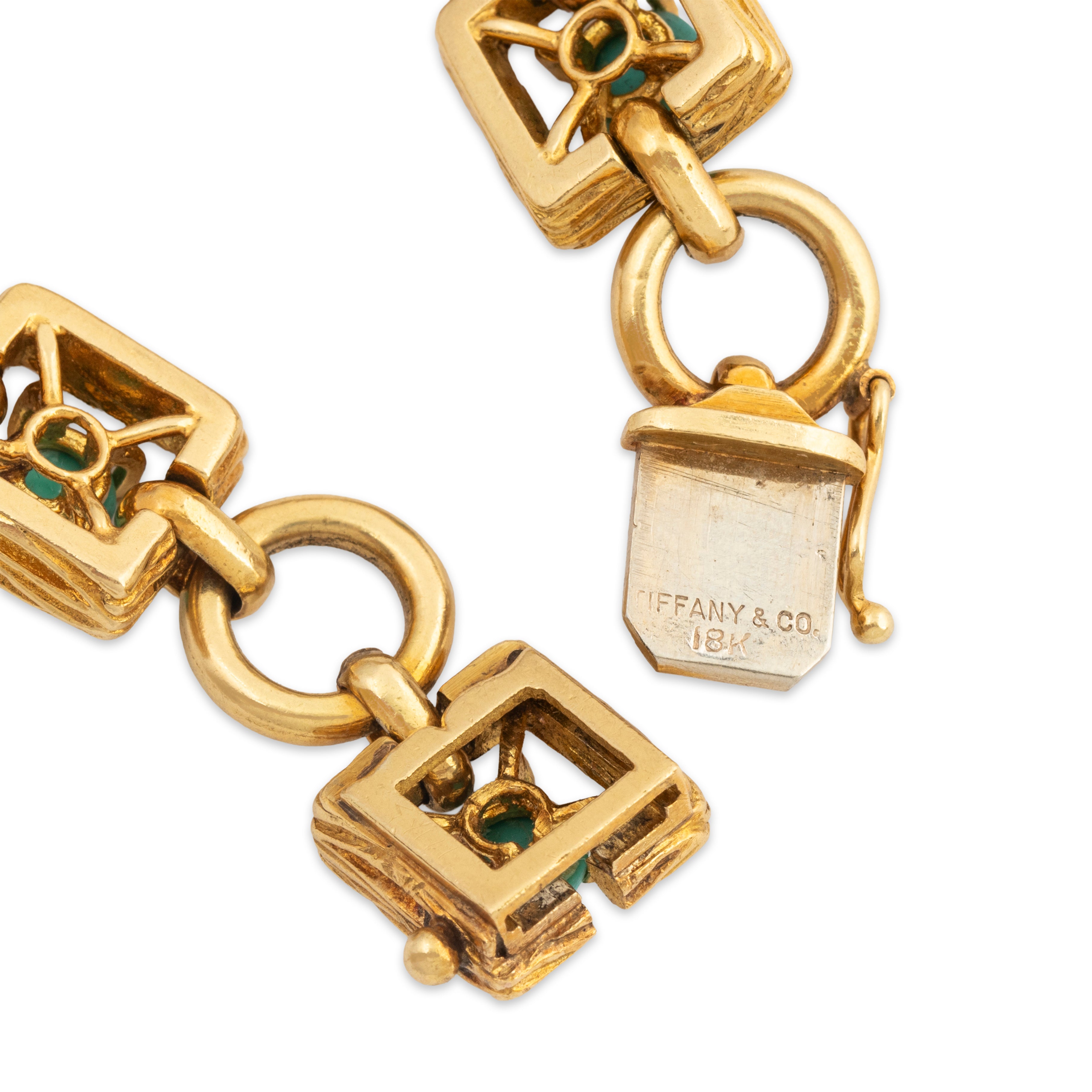 Heavy & Rare Tiffany & Co. 18k Yellow Gold Turquoise Mid Century Bracelet 6、mySite、hinf8tx79