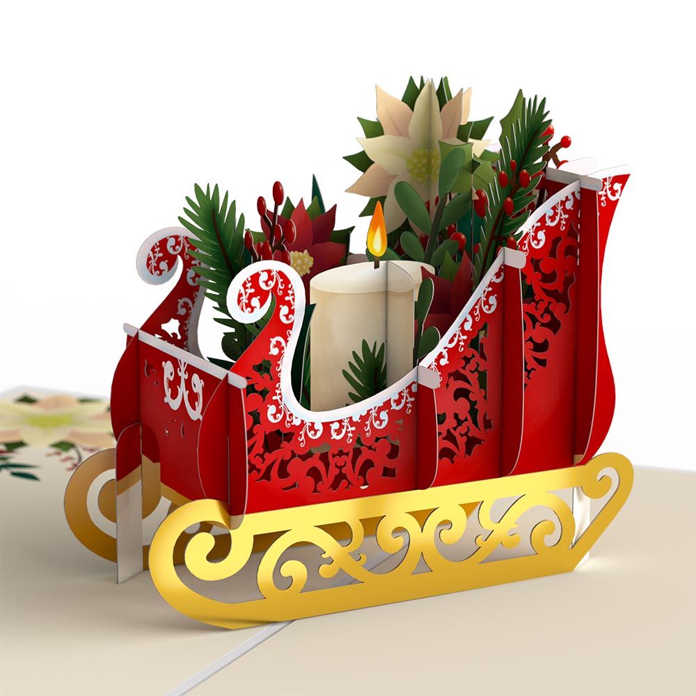 Holiday Poinsettia Sleigh Pop-Up Card、mySite、solidvoid