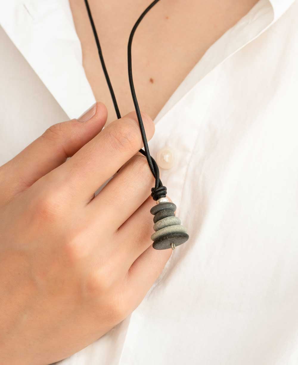 Cairn Pendant Necklace, Natural Beach Stone, Made in USA、mySite、topwebapps