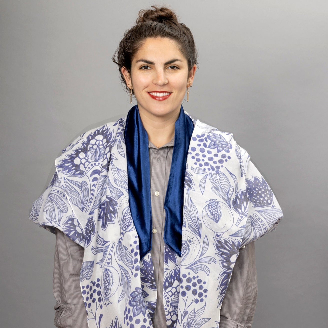Navy Blue Pomegranates with Cotton Velvet Tallit、mySite、topwebapps