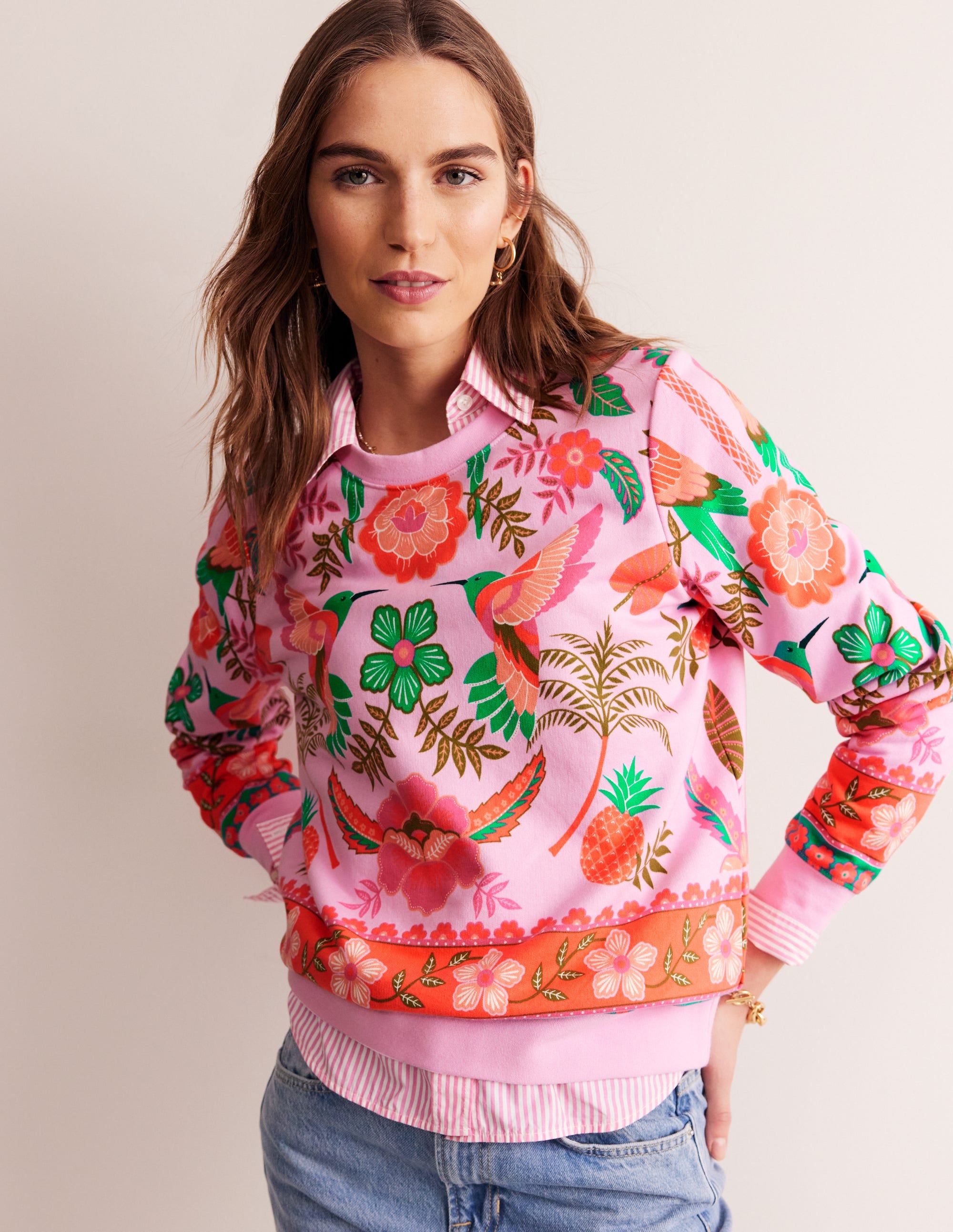  Hannah Printed Sweatshirt-Sweet Lilac, Tropic Parrot、mySite、ashleygrahame