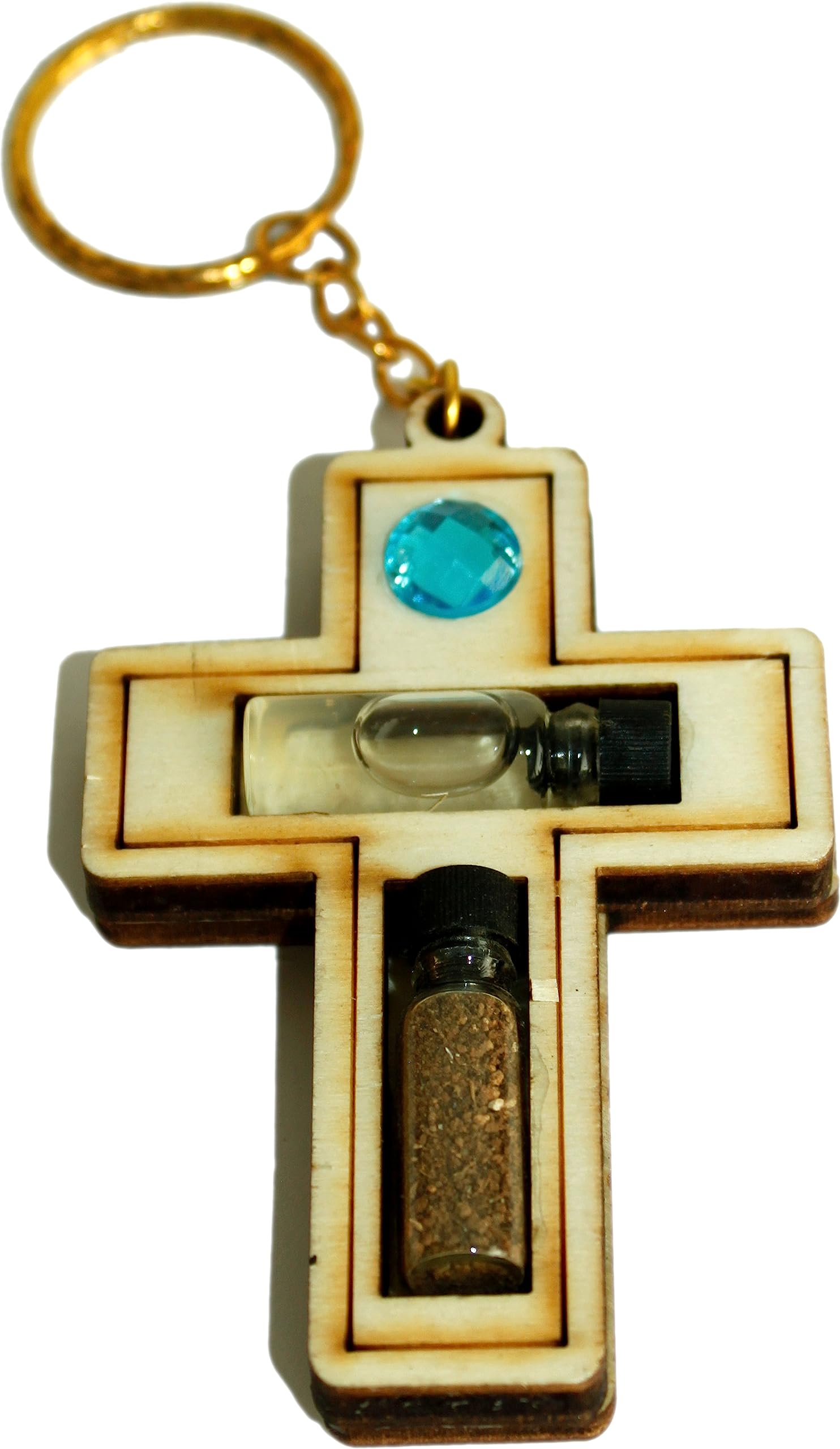  Holy Land Market Religious Samples Thick Large Cross Keys Ring (7.5 x 5 cm - 3 x 2 inches) Jordan River Water/Soil、mySite、elrpsem3k