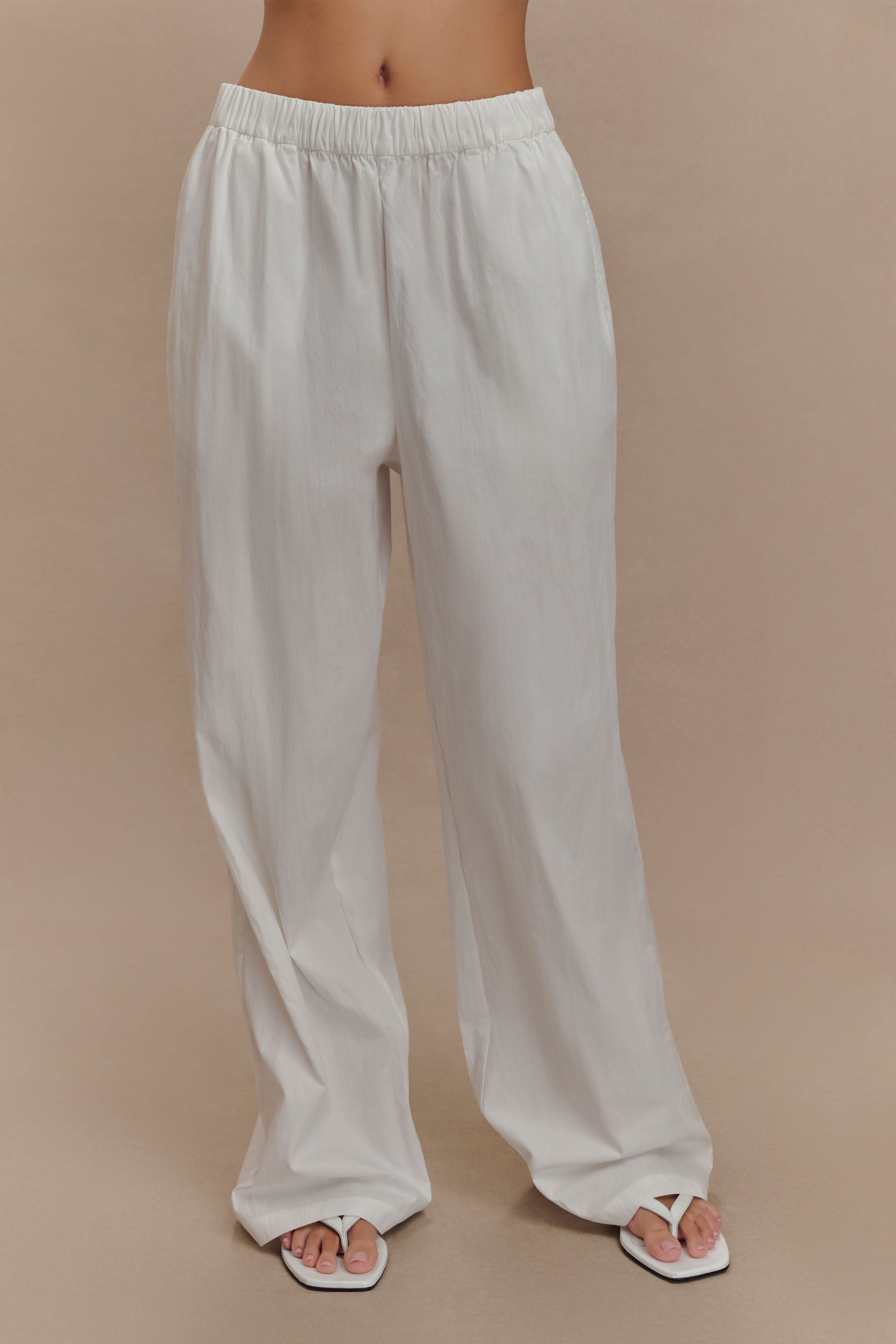 Campbell Cotton Wide Leg Pants - White、mySite、solidvoid