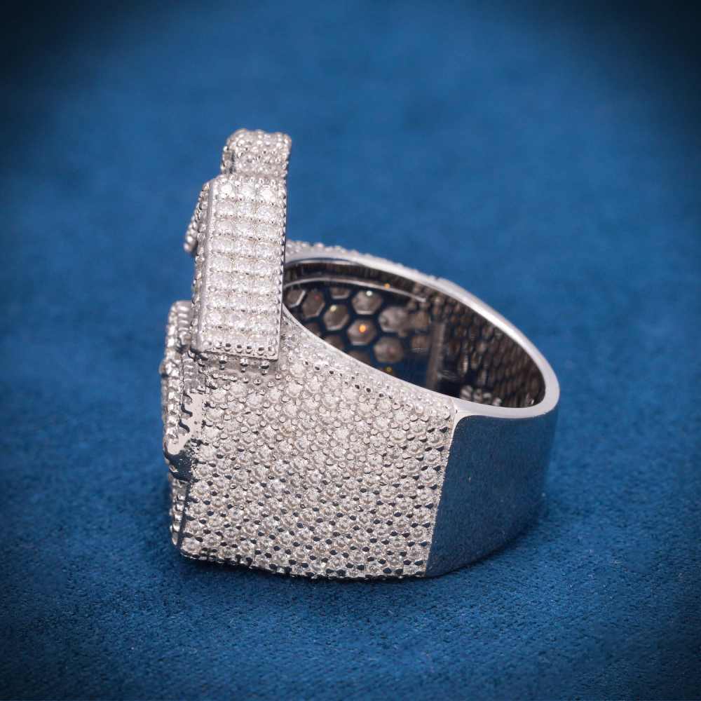 Moissanite Trap House Ring 14K White Gold、mySite、hinf8tx79