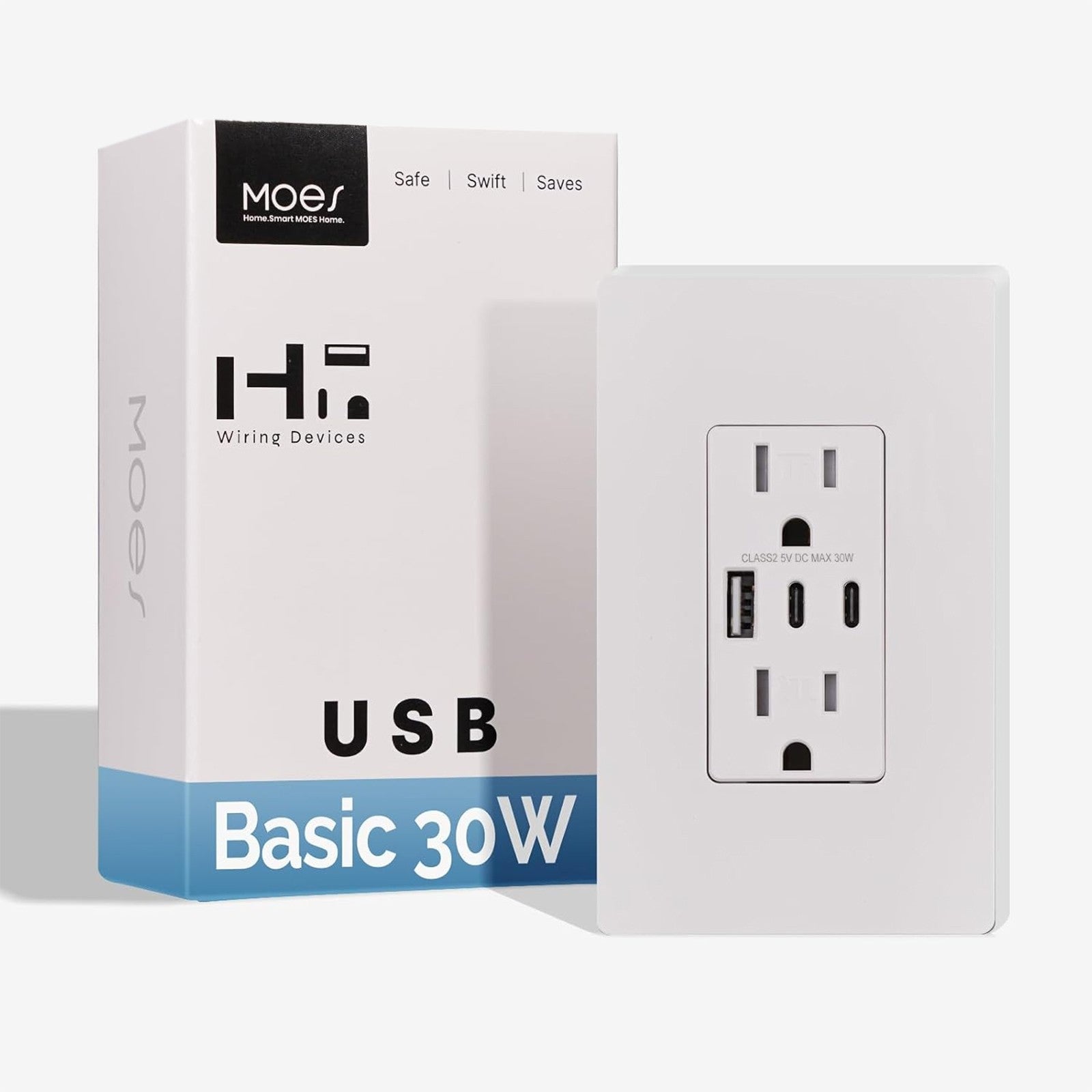 MOES Wall Electrical Outlet 15 Amp 2-Port Type C & 1-Port USB A Port Receptacle、mySite、fannypackpong