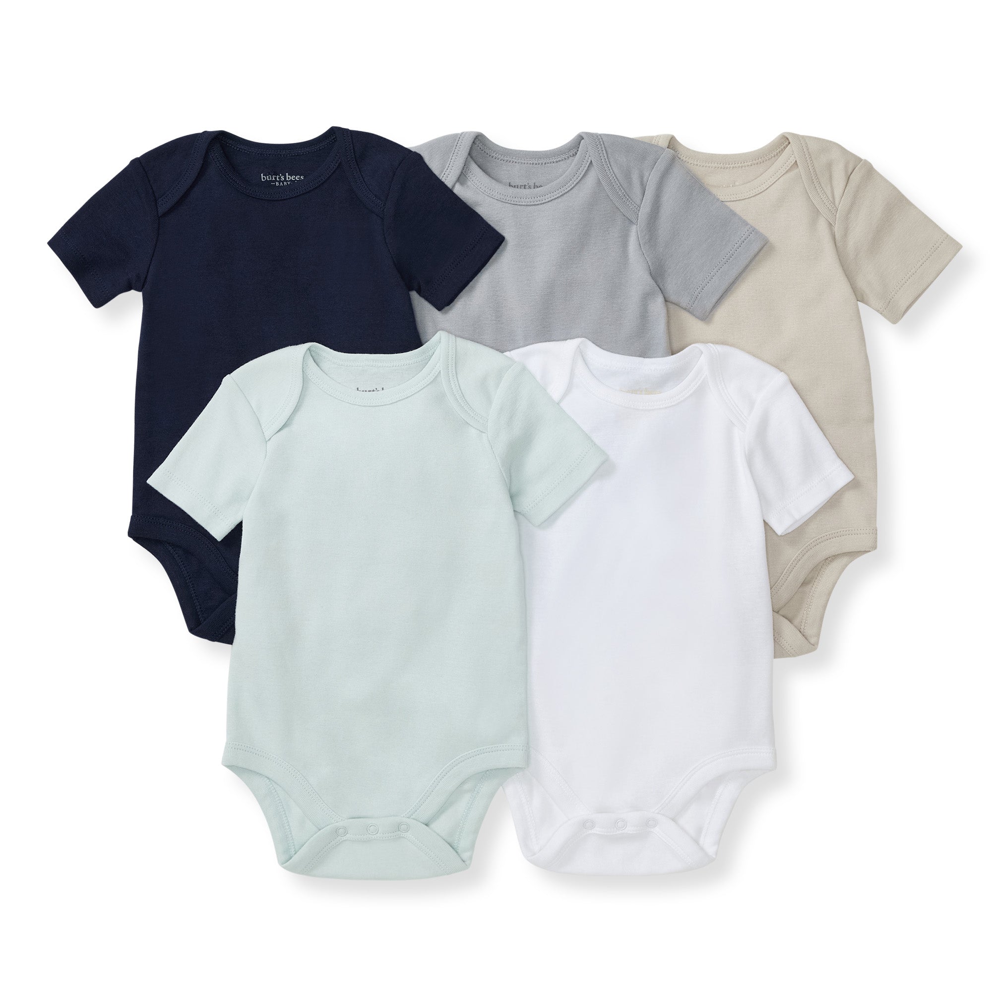 Solid Organic Cotton Short Sleeve Baby Bodysuits 5 Pack - Midnight、mySite、g9winljtr