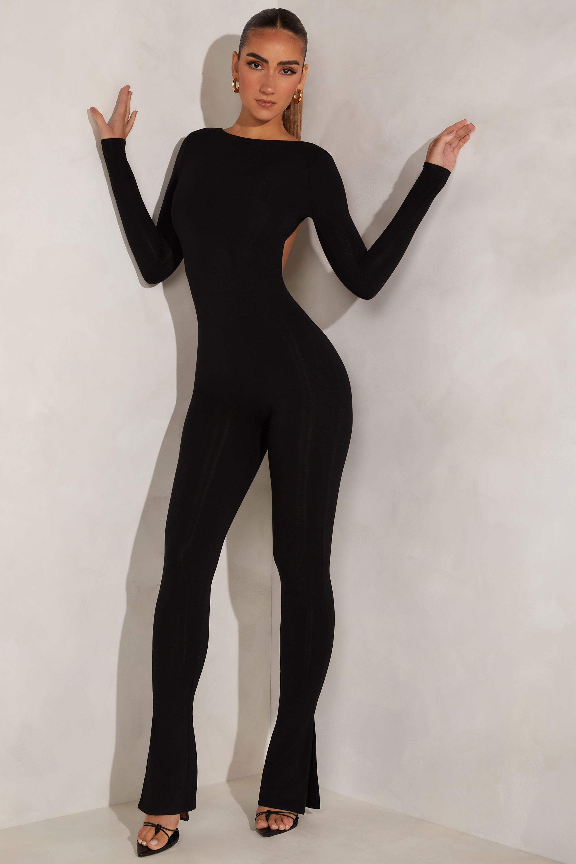 High Neck Open Back Jumpsuit in Black、mySite、solidvoid