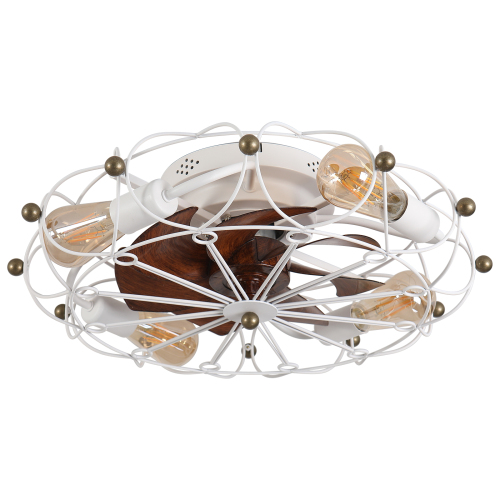 Low Profile Caged Ceiling Fan with Lights Remote Control, Embedded modern industrial ceiling fan、、eastwooduniform