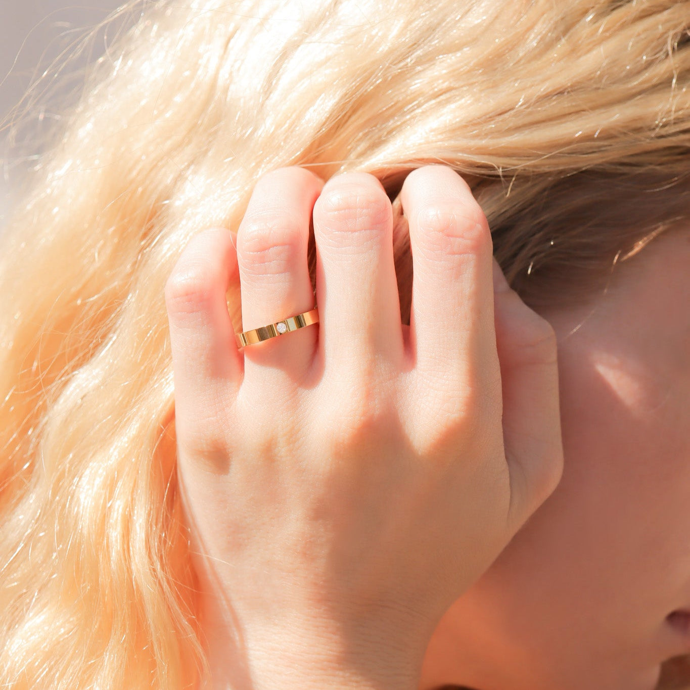 18K Gold PVD Stainless Steel Birthstone Engravable Stacking Ring / ZRJ1004、mySite、dreamappss