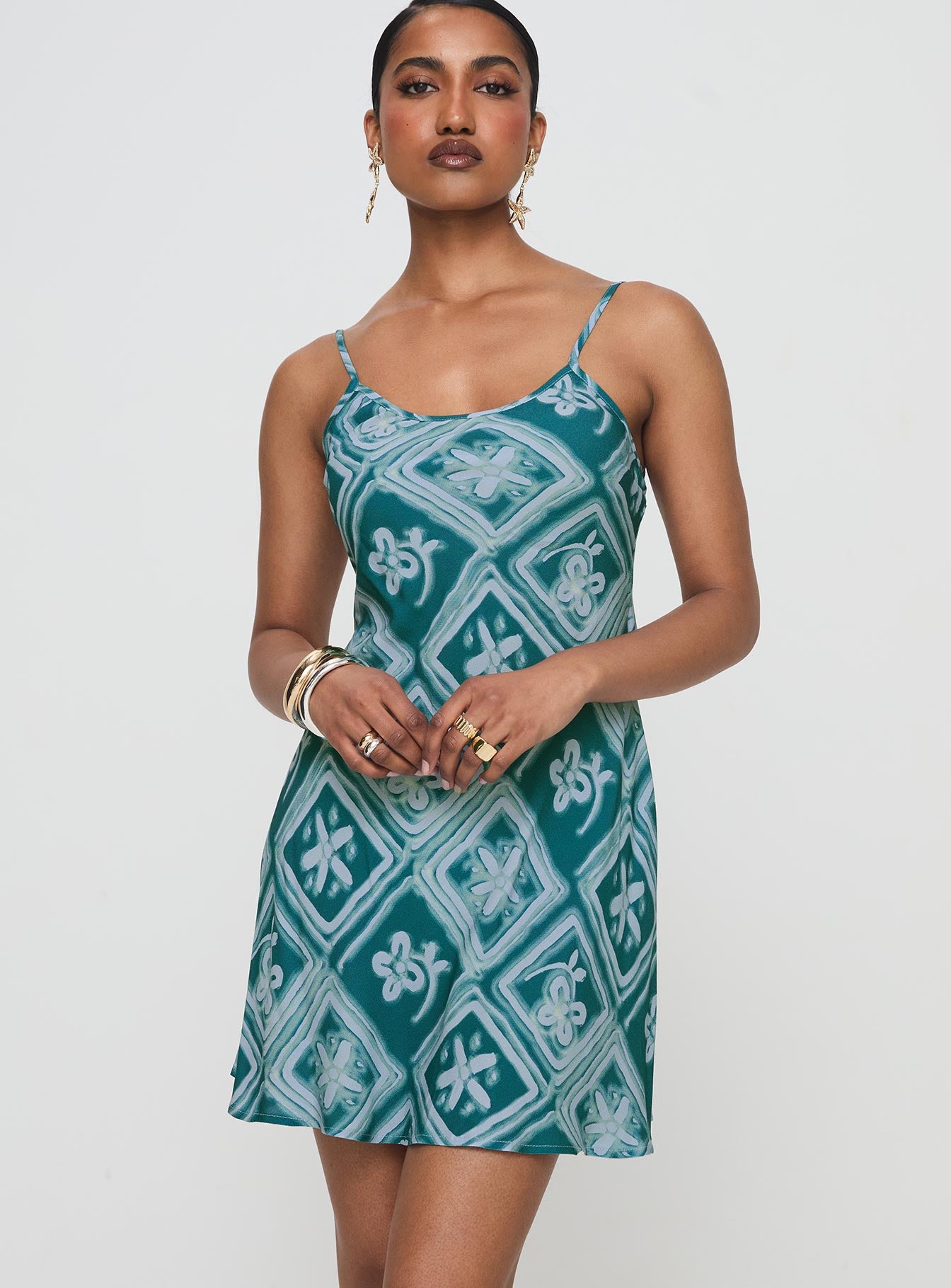 Vittorio Bias Cut Mini Dress Blue、mySite、solidvoid