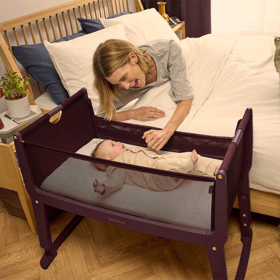  Snuz SnuzPod Studio Bedside Crib - Rome Burgundy、mySite、merchandisen