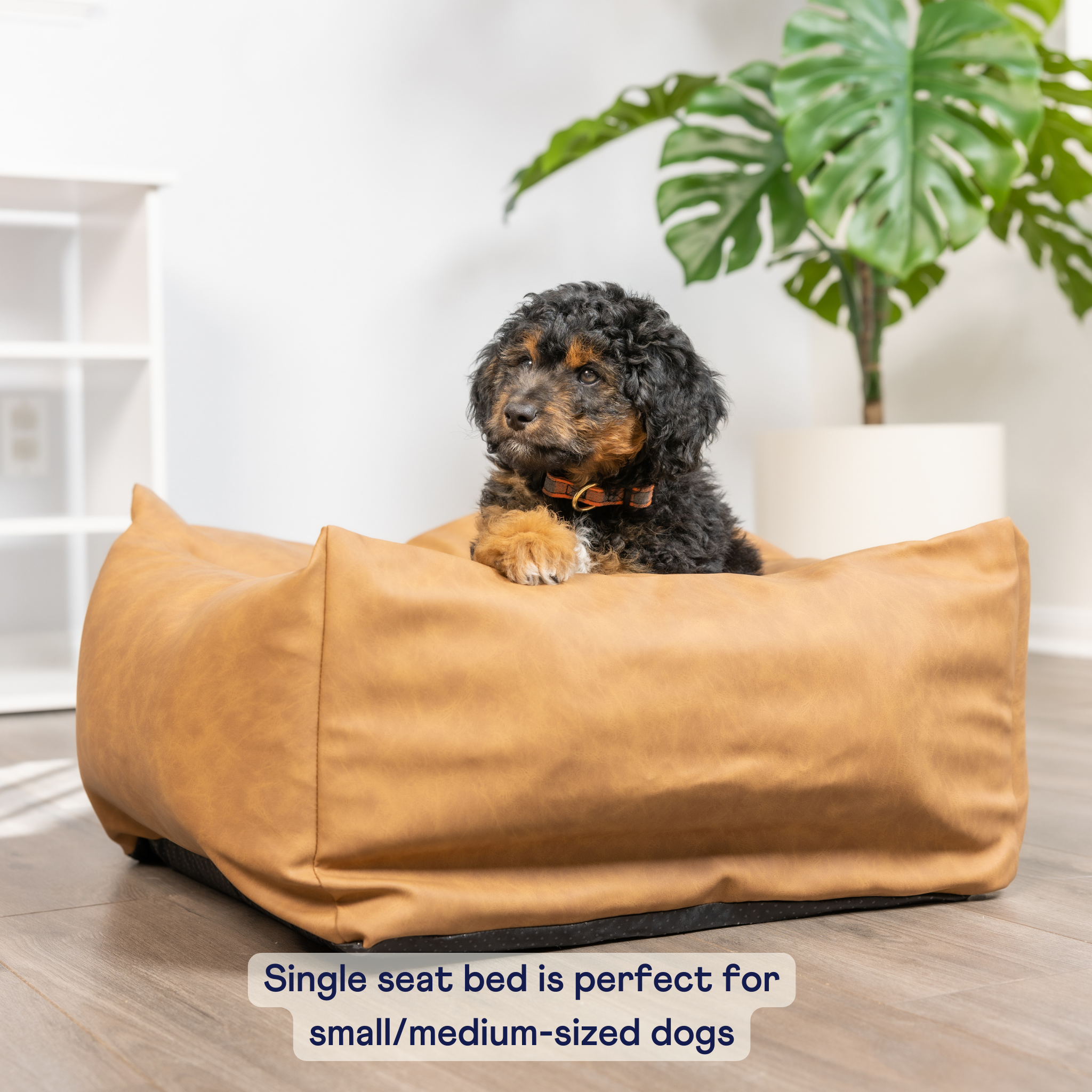 PupProtector™ Faux Leather Memory Foam Dog Car Bed - Camel、mySite、solidvoid