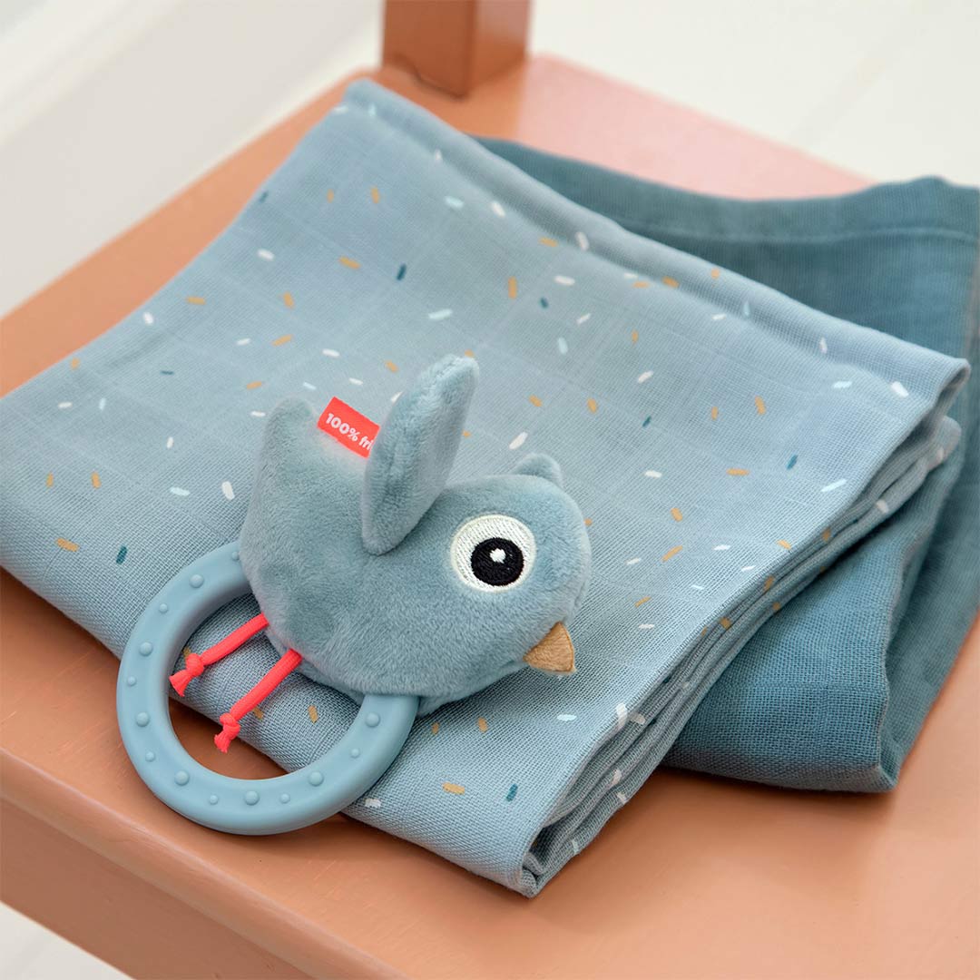  Done by Deer Sensory Rattle With Teether - Blue - Birdee、mySite、merchandisen