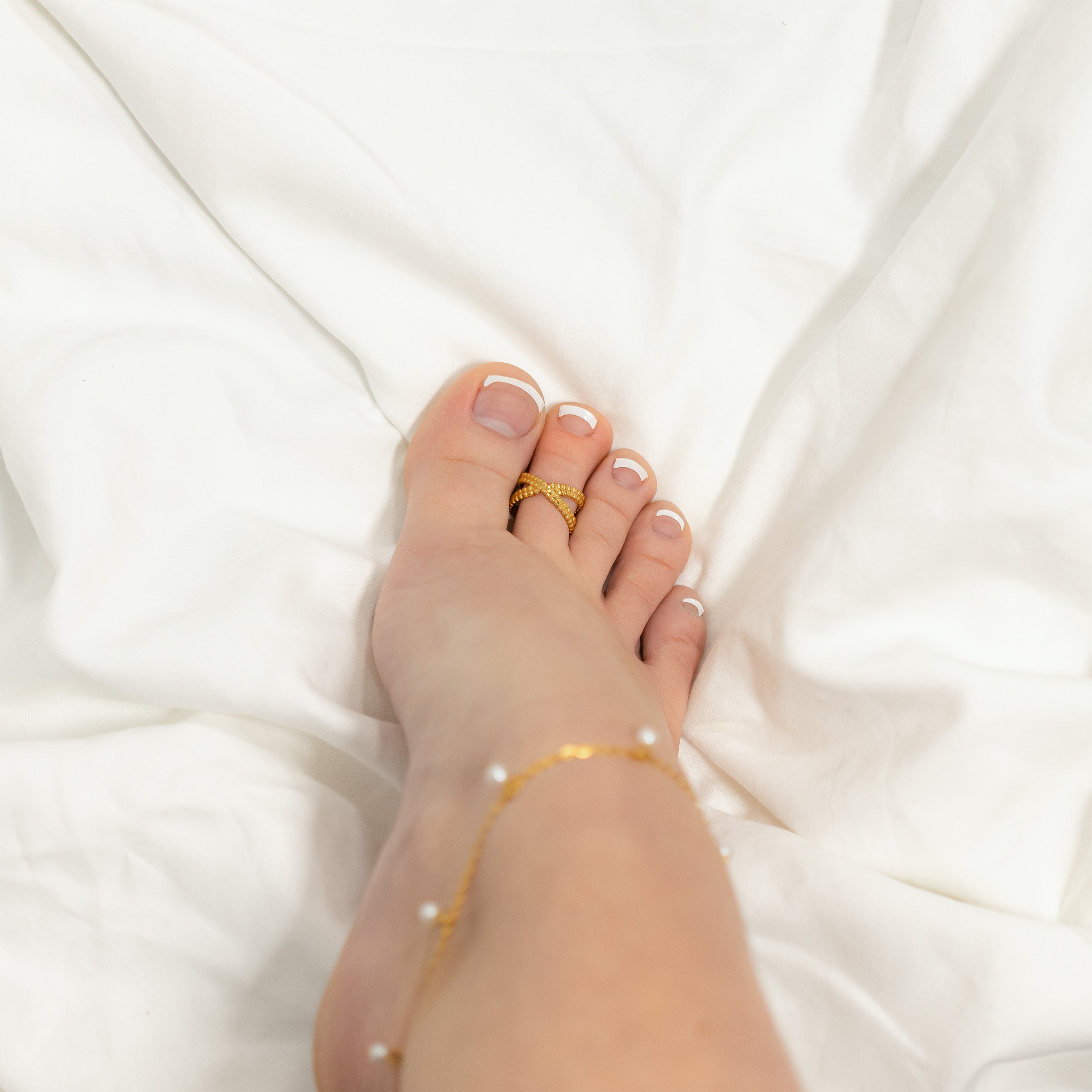 18K Gold PVD Stainless Steel Cross Over Toe Ring / KSS0013、mySite、dreamappss