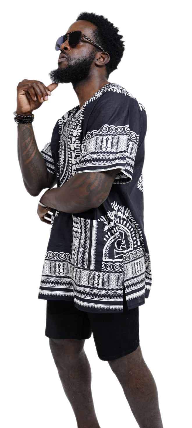 Dupsie's African Print Unisex Dashiki Shirt Suitable for Festivals, Concerts, Cruises, Outdoor Events DP3578、mySite、solidvoid